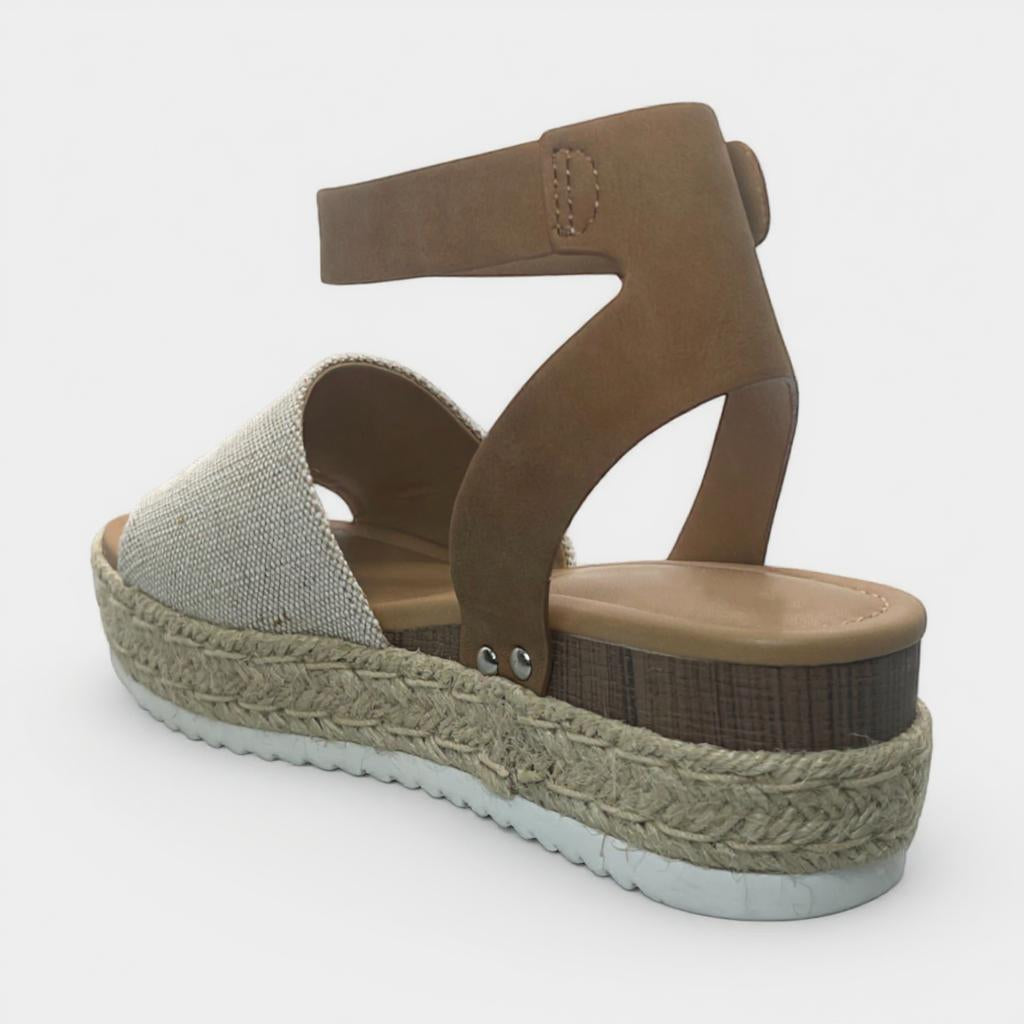 Women Espadrilles Flatform Open Toe Buckle Ankle Strap Dressy Wedge Casual Sandal