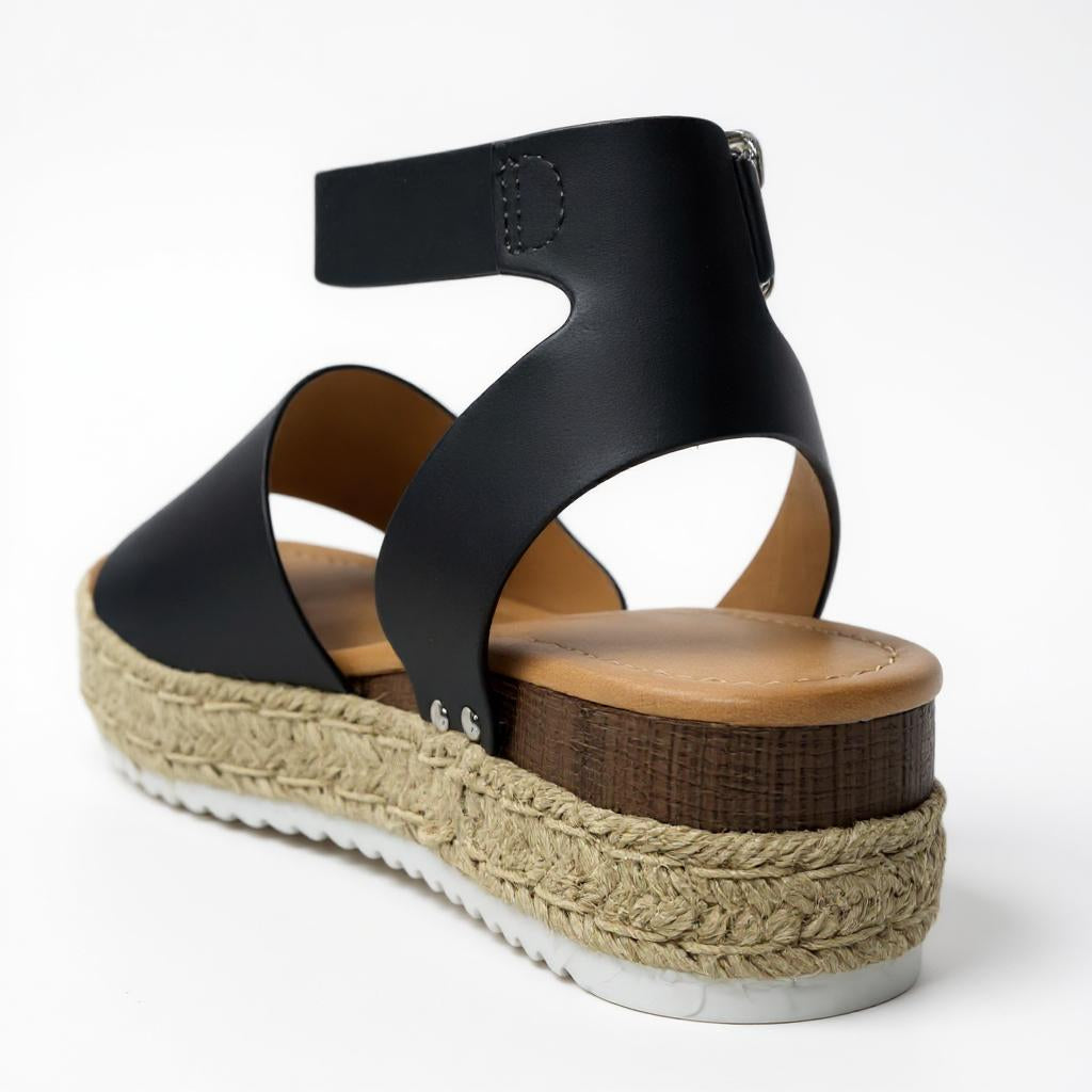 Women Espadrilles Flatform Open Toe Buckle Ankle Strap Dressy Wedge Casual Sandal
