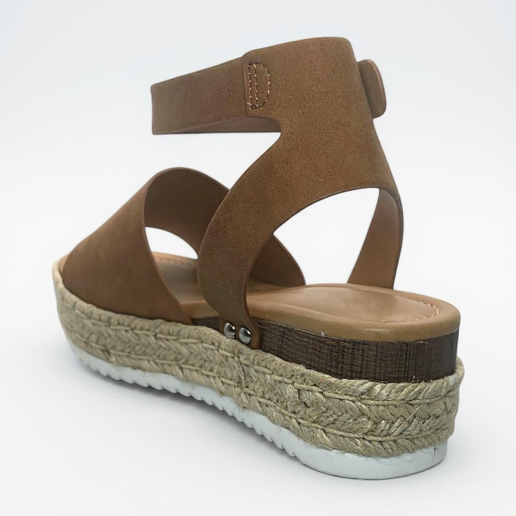 Women Espadrilles Flatform Open Toe Buckle Ankle Strap Dressy Wedge Casual Sandal