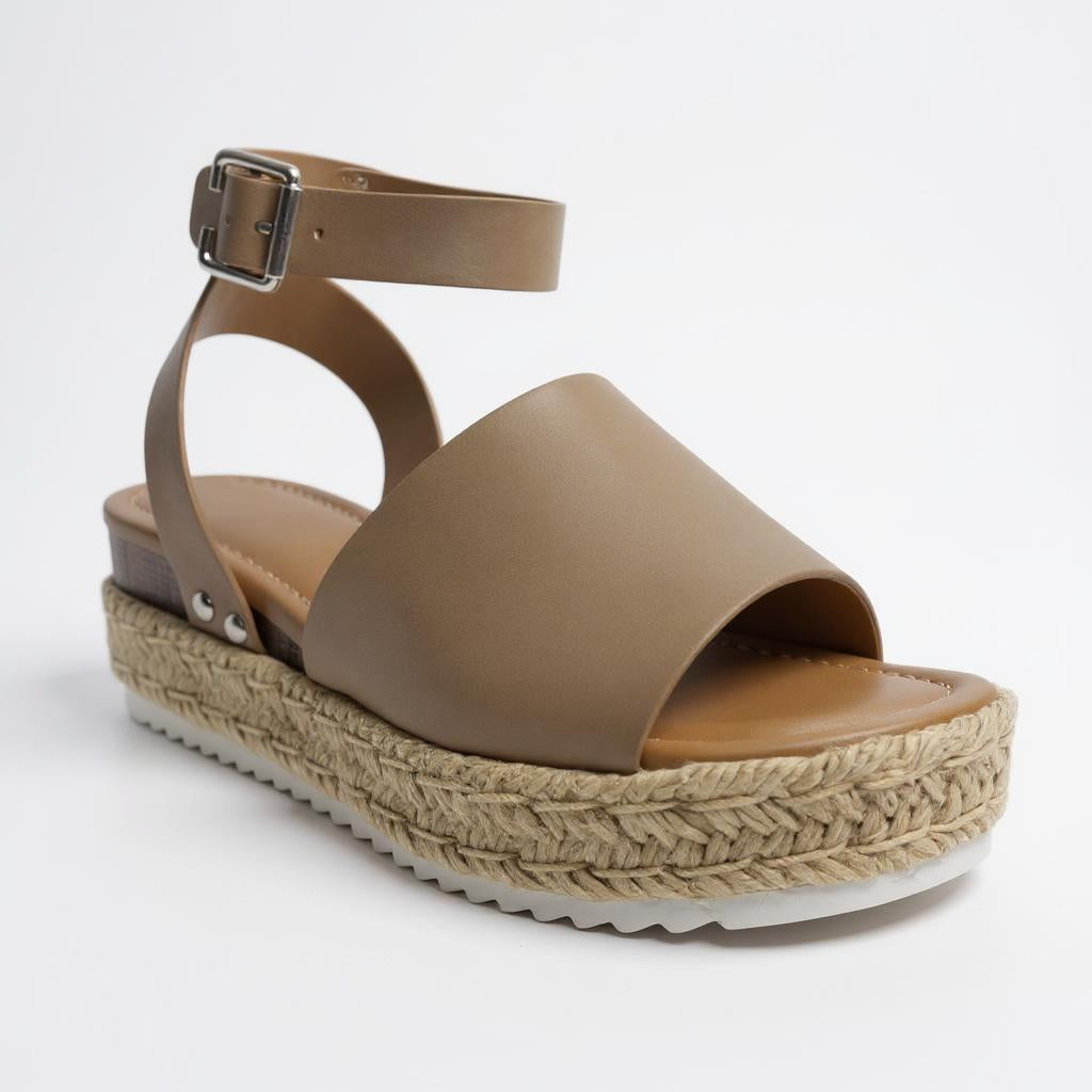 Women Espadrilles Flatform Open Toe Buckle Ankle Strap Dressy Wedge Casual Sandal