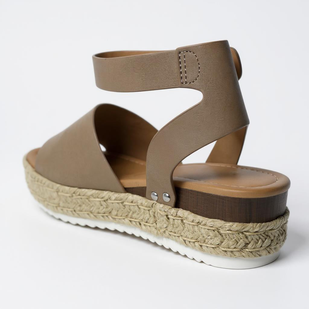 Women Espadrilles Flatform Open Toe Buckle Ankle Strap Dressy Wedge Casual Sandal