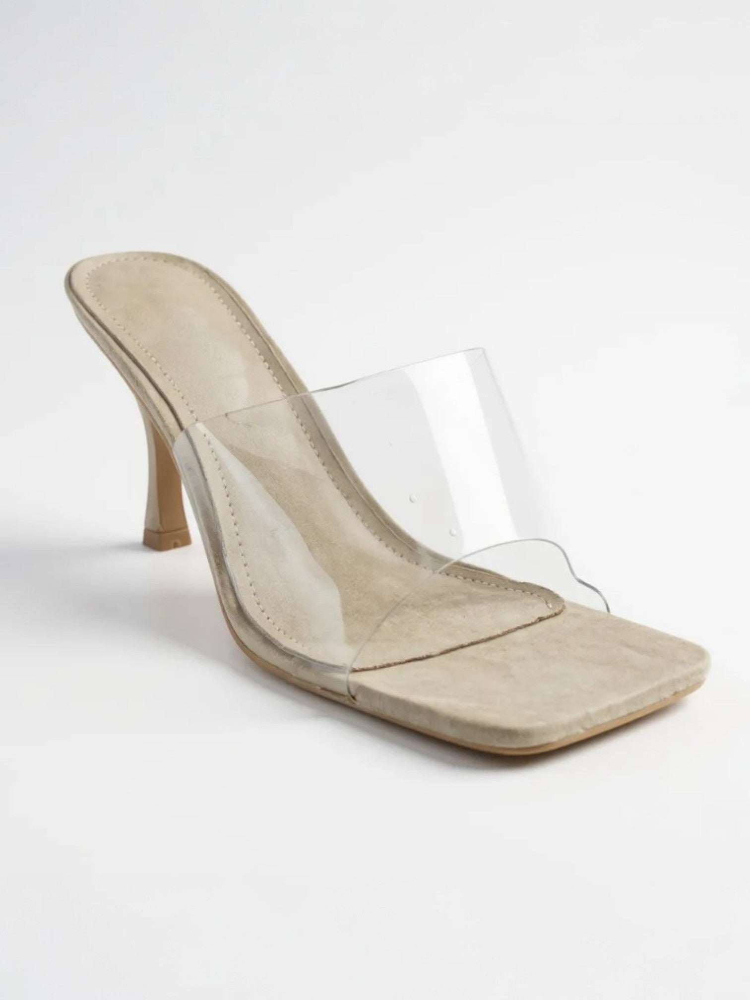 Women Sexy Square-Toe Transparent Overlay High stiletto Heels Dressy Sandals