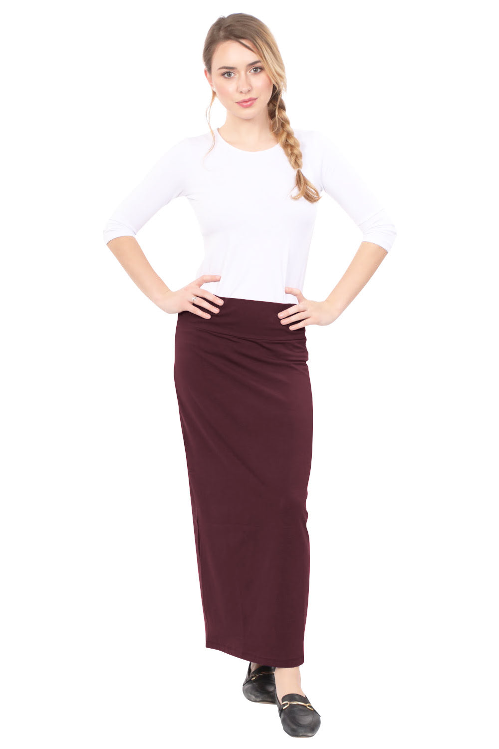 Women's and Plus Size Stretch Maxi Pencil Skirt - Cotton Blend and No Slits