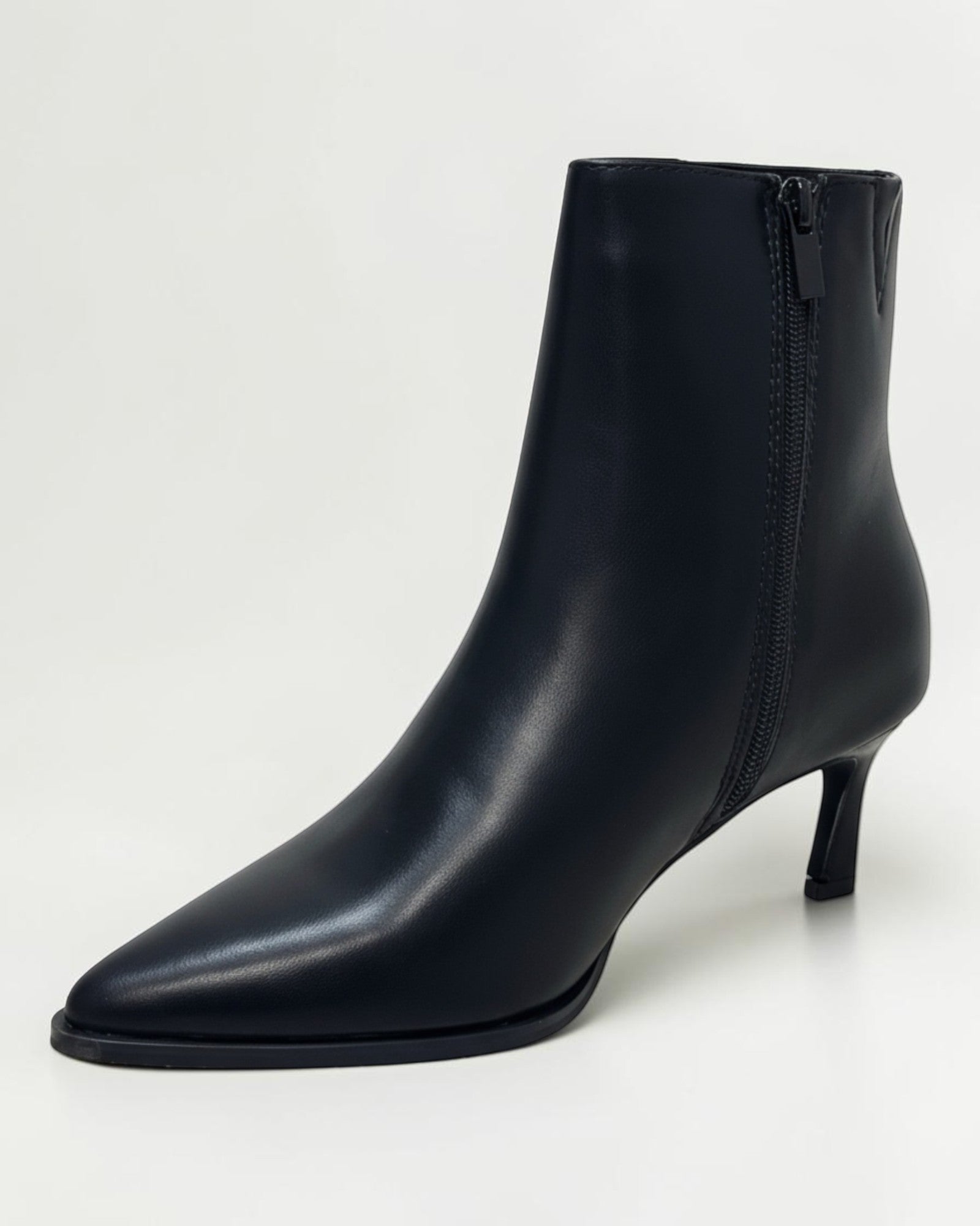 Fashion Mes Women 2.5-Inch Kitten Heel Ankle Booties | Pointed-Toe Side Zipper