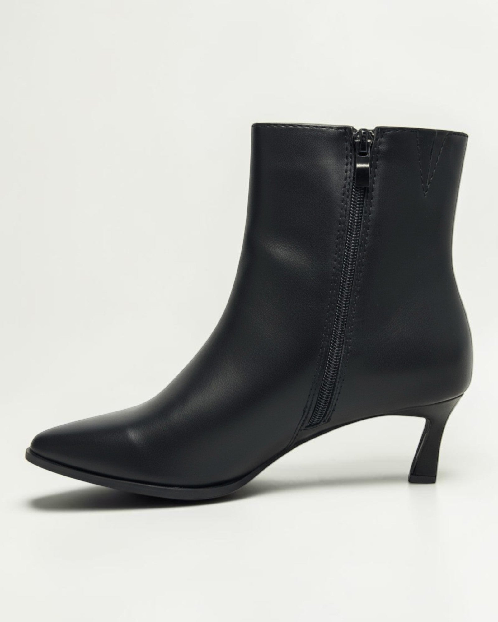Fashion Mes Women 2.5-Inch Kitten Heel Ankle Booties | Pointed-Toe Side Zipper