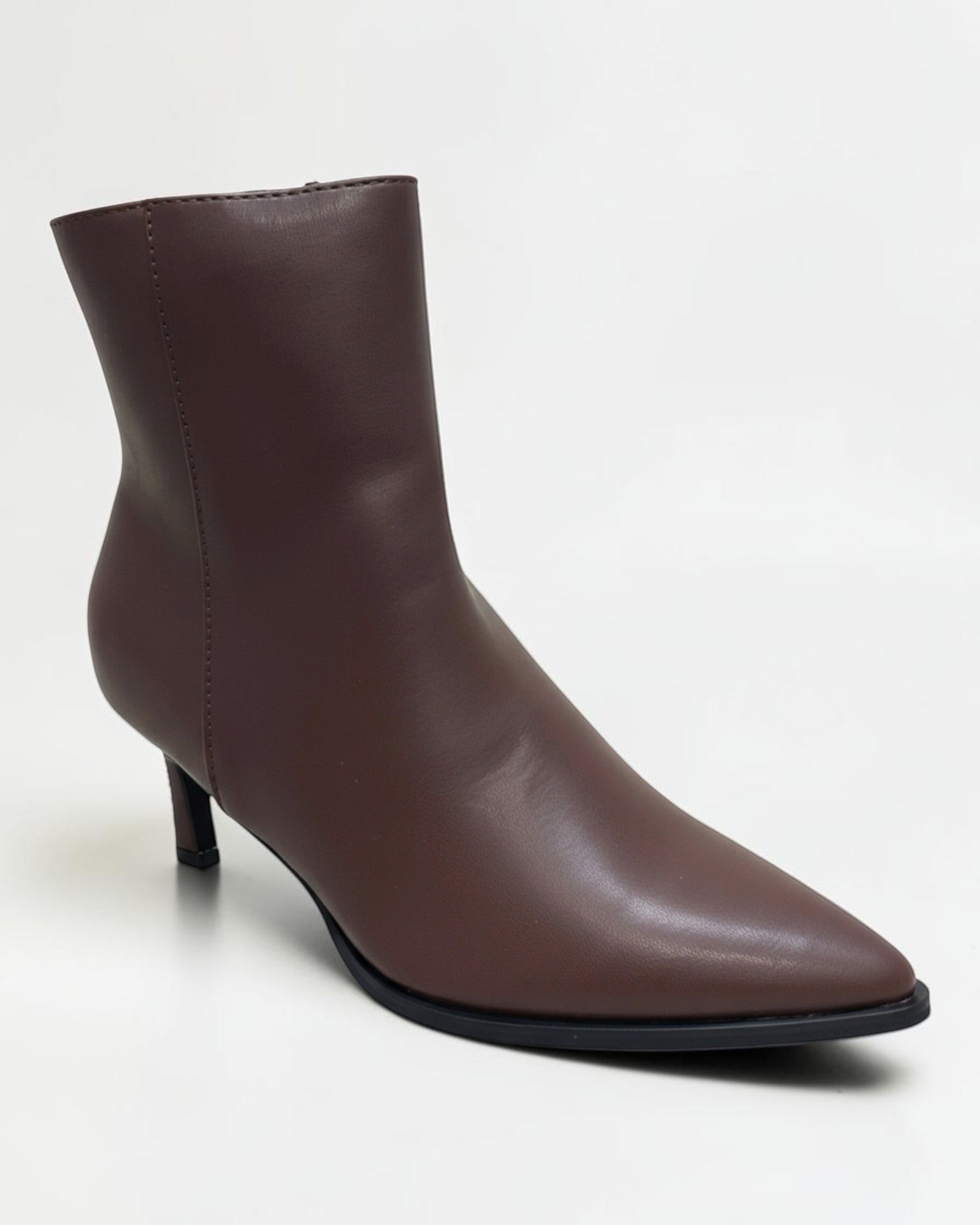 Fashion Mes Women 2.5-Inch Kitten Heel Ankle Booties | Pointed-Toe Side Zipper