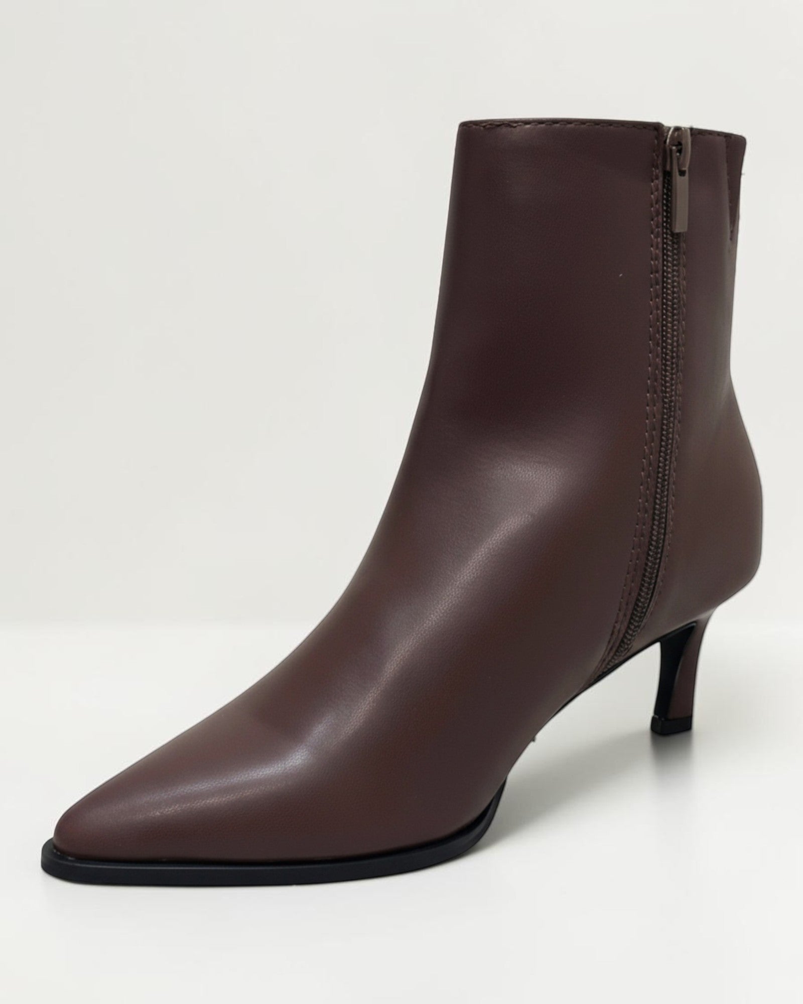Fashion Mes Women 2.5-Inch Kitten Heel Ankle Booties | Pointed-Toe Side Zipper