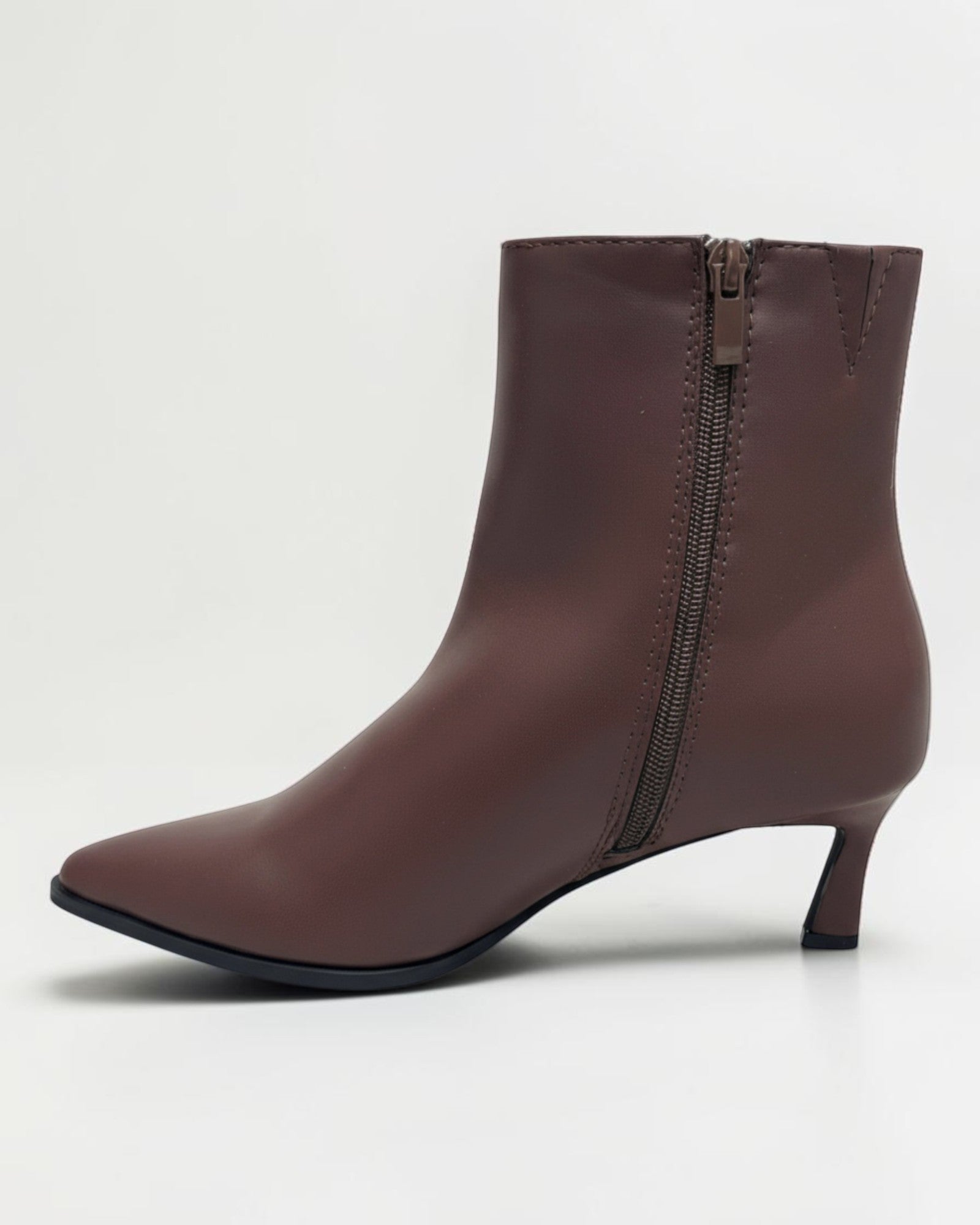 Fashion Mes Women 2.5-Inch Kitten Heel Ankle Booties | Pointed-Toe Side Zipper