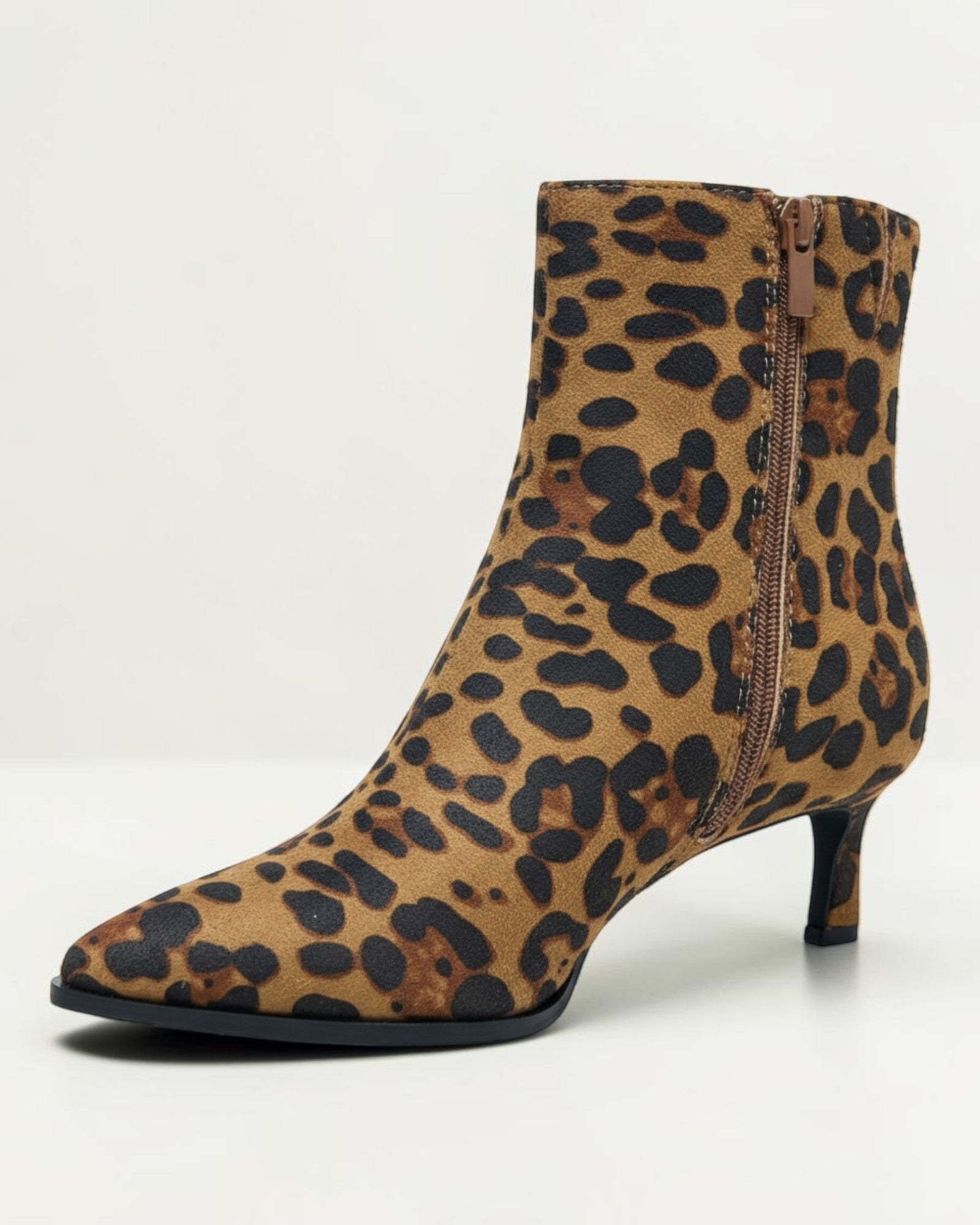 Fashion Mes Women 2.5-Inch Kitten Heel Ankle Booties | Pointed-Toe Side Zipper