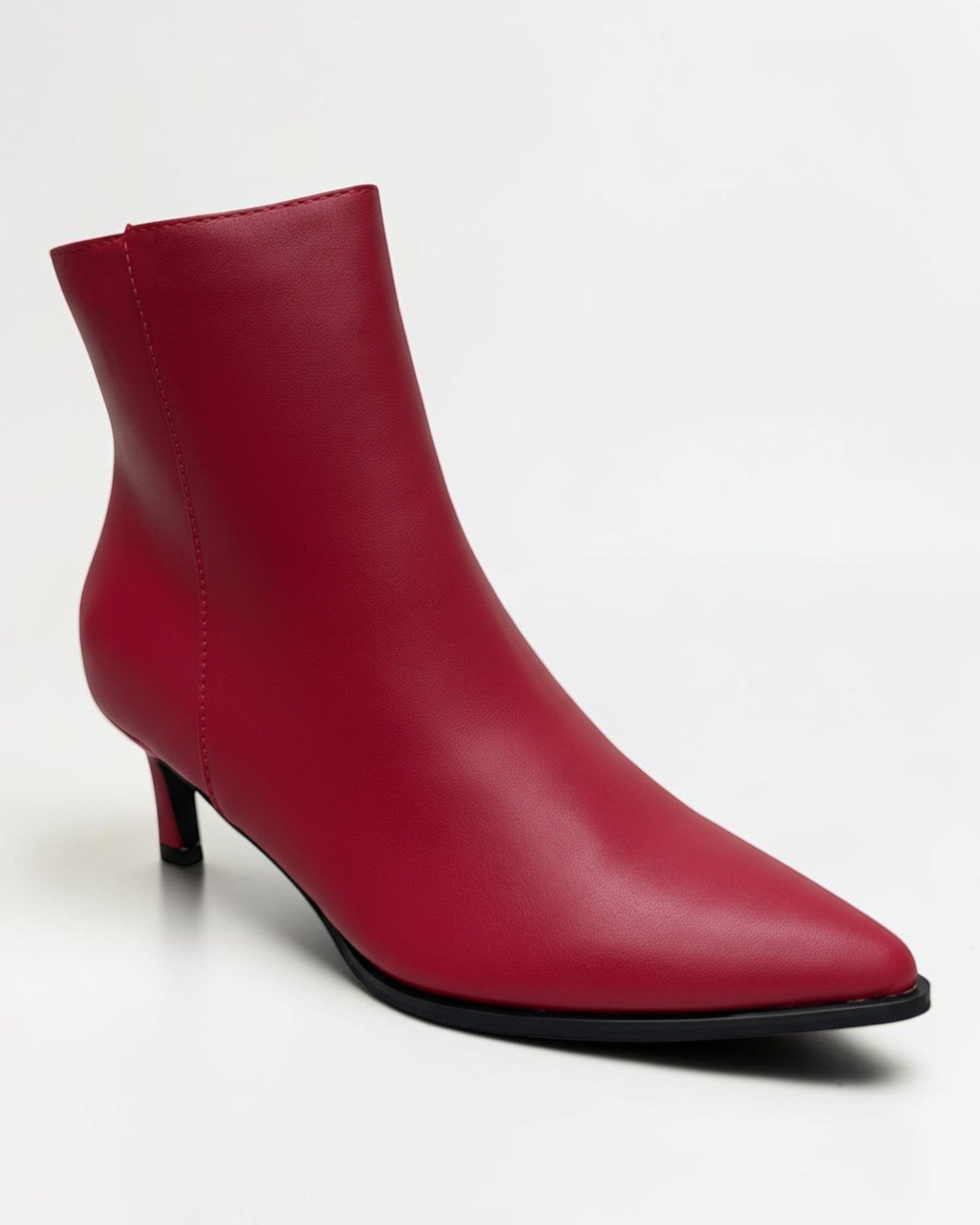 Fashion Mes Women 2.5-Inch Kitten Heel Ankle Booties | Pointed-Toe Side Zipper