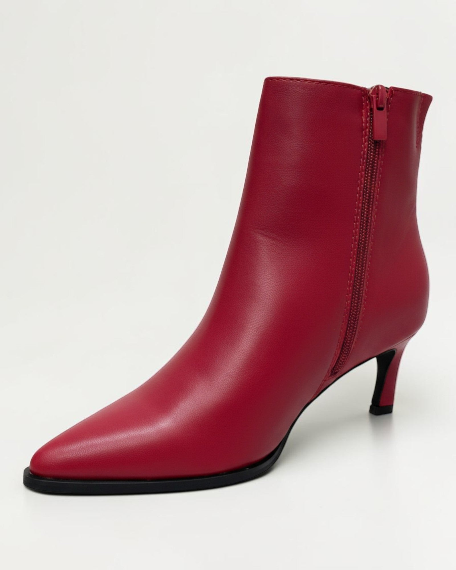 Fashion Mes Women 2.5-Inch Kitten Heel Ankle Booties | Pointed-Toe Side Zipper