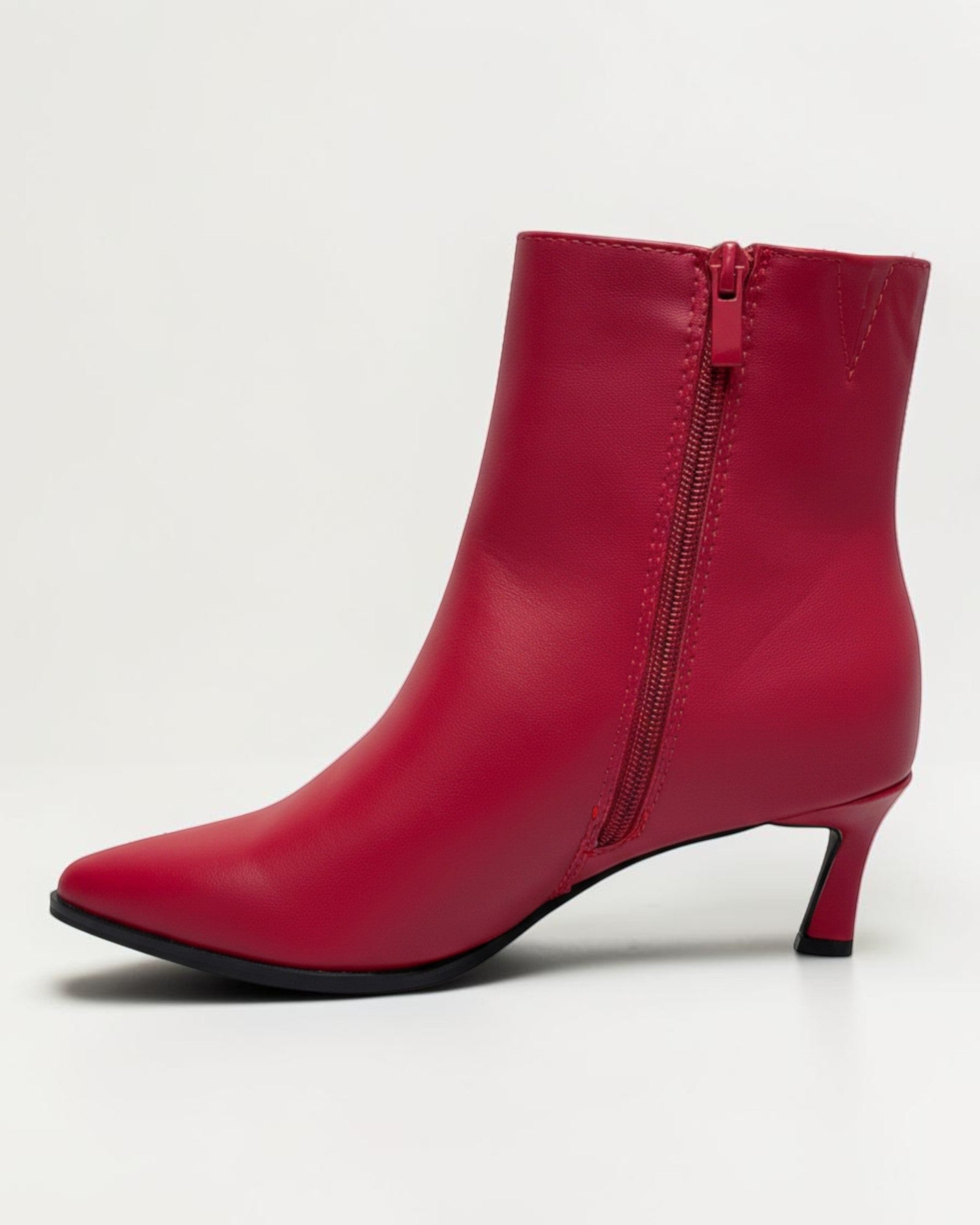 Fashion Mes Women 2.5-Inch Kitten Heel Ankle Booties | Pointed-Toe Side Zipper