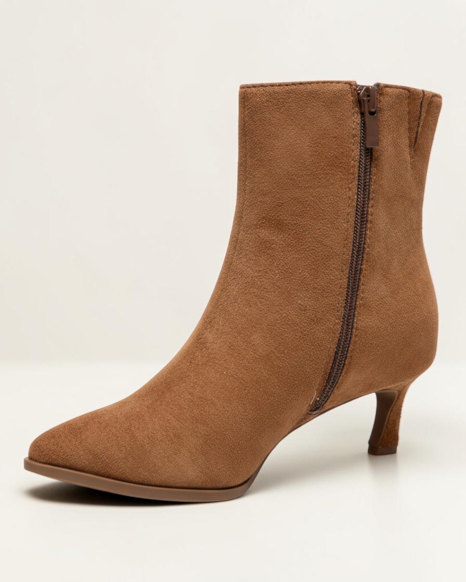 Fashion Mes Women 2.5-Inch Kitten Heel Ankle Booties | Pointed-Toe Side Zipper