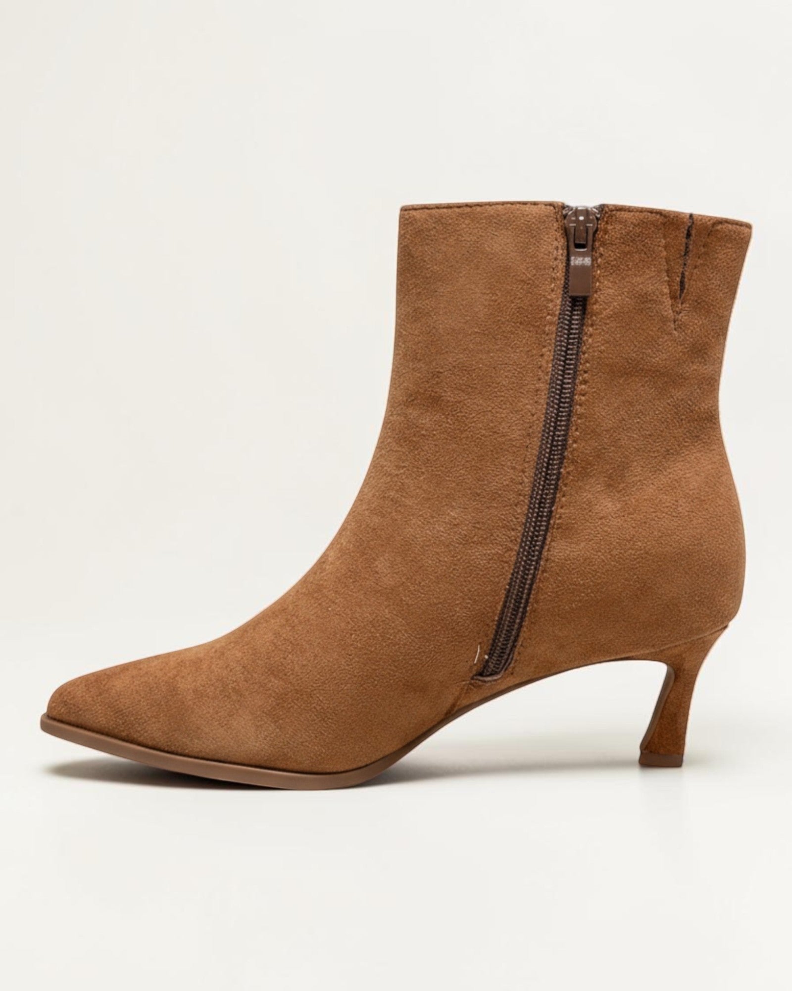 Fashion Mes Women 2.5-Inch Kitten Heel Ankle Booties | Pointed-Toe Side Zipper