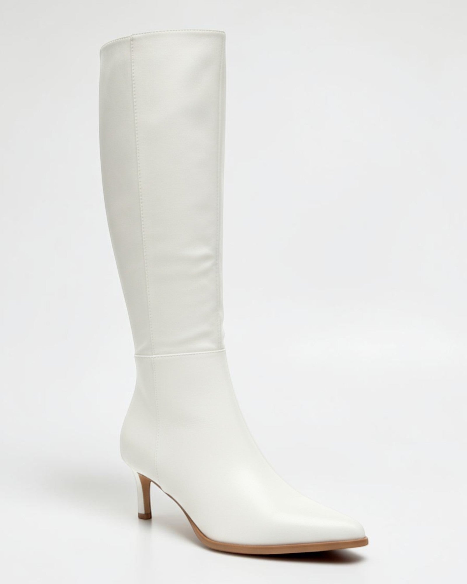 Fashion Mes Women Fashion Pointed-Toe Knee-High Kitten Heel Boots | Side Zipper