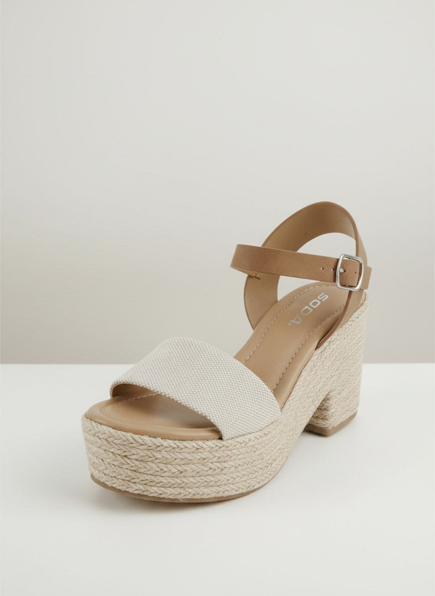 Fashion Mes Women's Jute Platform Wedge Sandal — Open Toe Ankle Strap Boho Summer
