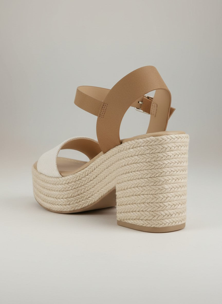 Fashion Mes Women's Jute Platform Wedge Sandal — Open Toe Ankle Strap Boho Summer