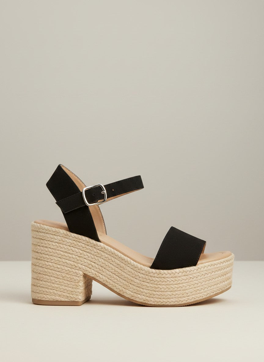 Fashion Mes Women's Jute Platform Wedge Sandal — Open Toe Ankle Strap Boho Summer