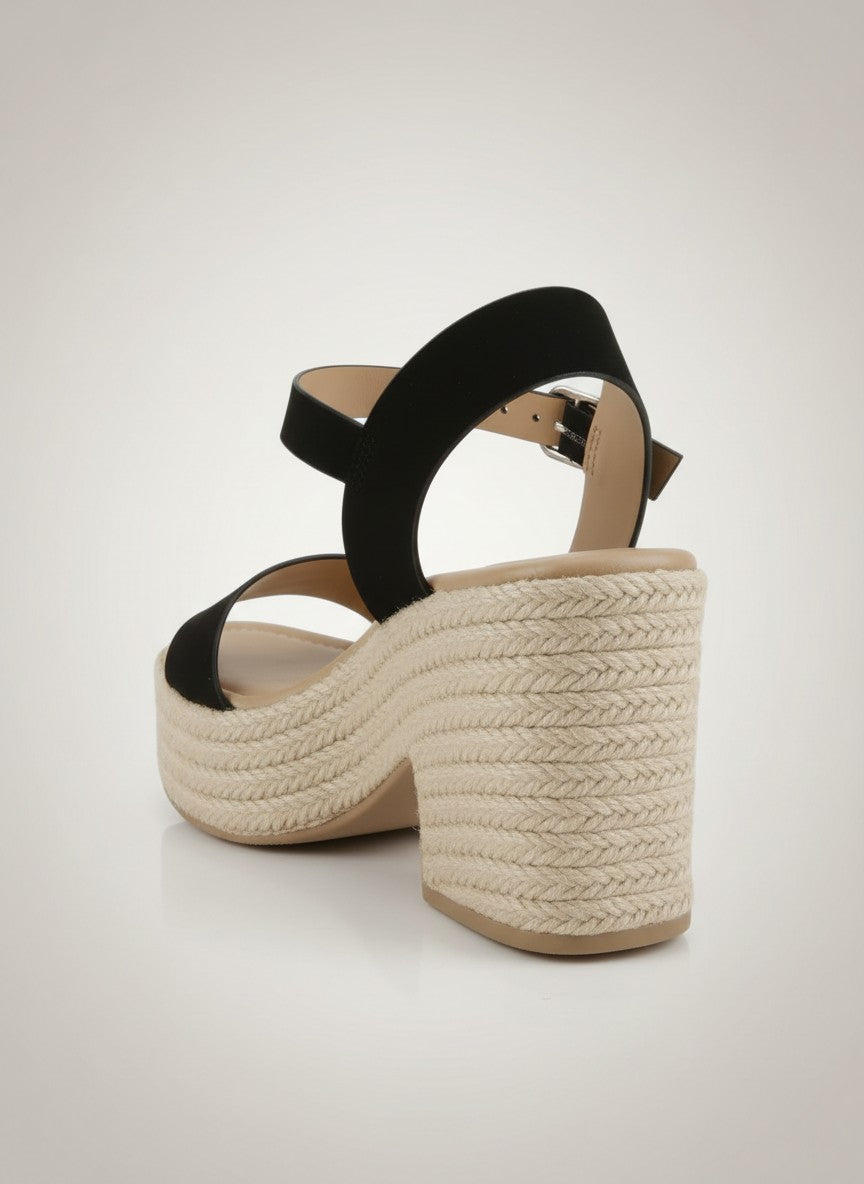Fashion Mes Women's Jute Platform Wedge Sandal — Open Toe Ankle Strap Boho Summer