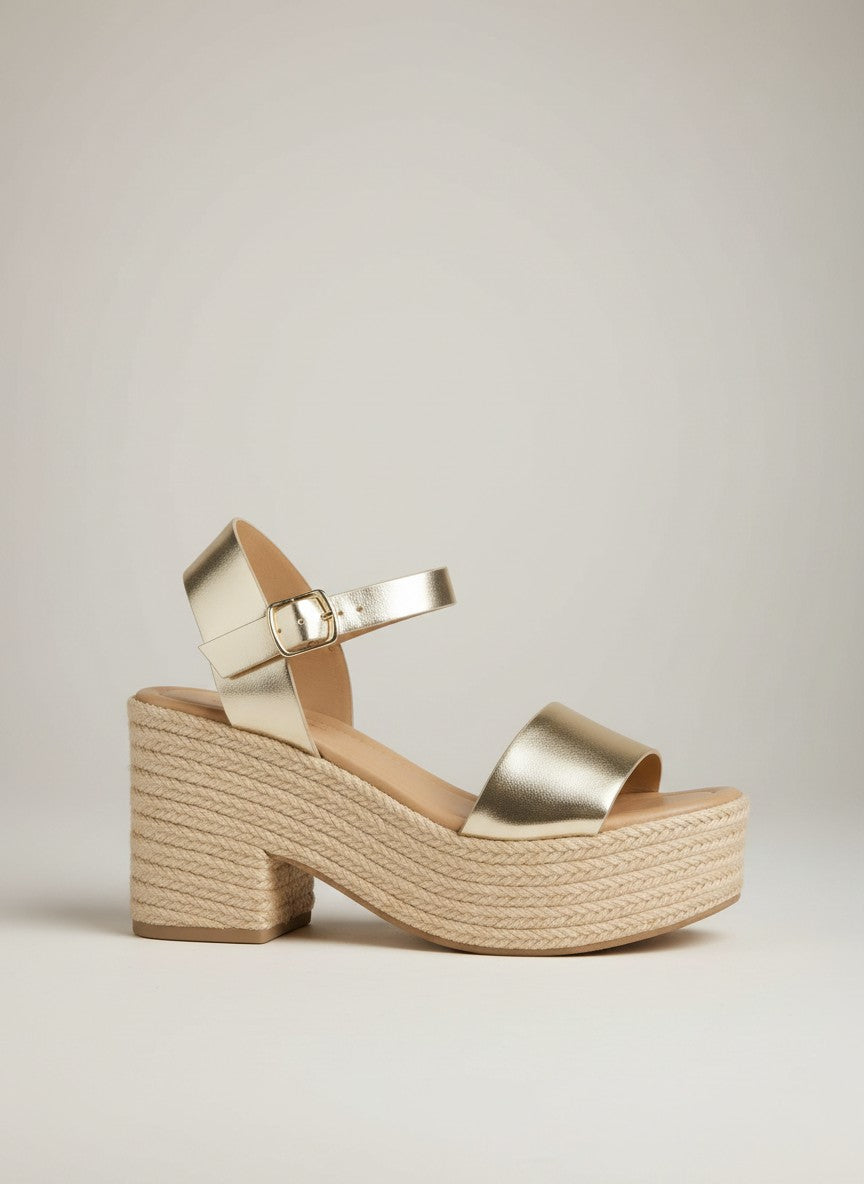 Fashion Mes Women's Jute Platform Wedge Sandal — Open Toe Ankle Strap Boho Summer