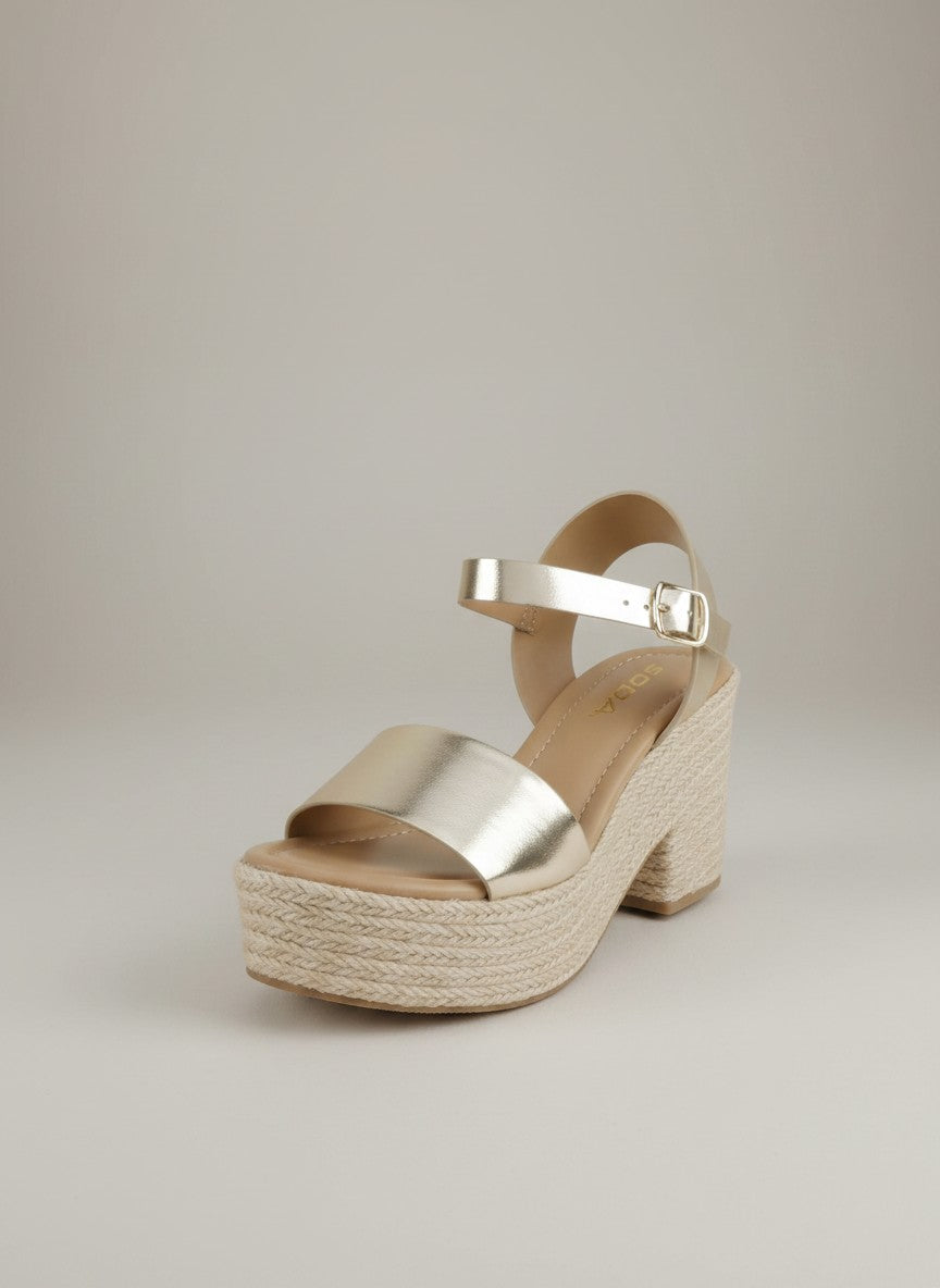 Fashion Mes Women's Jute Platform Wedge Sandal — Open Toe Ankle Strap Boho Summer