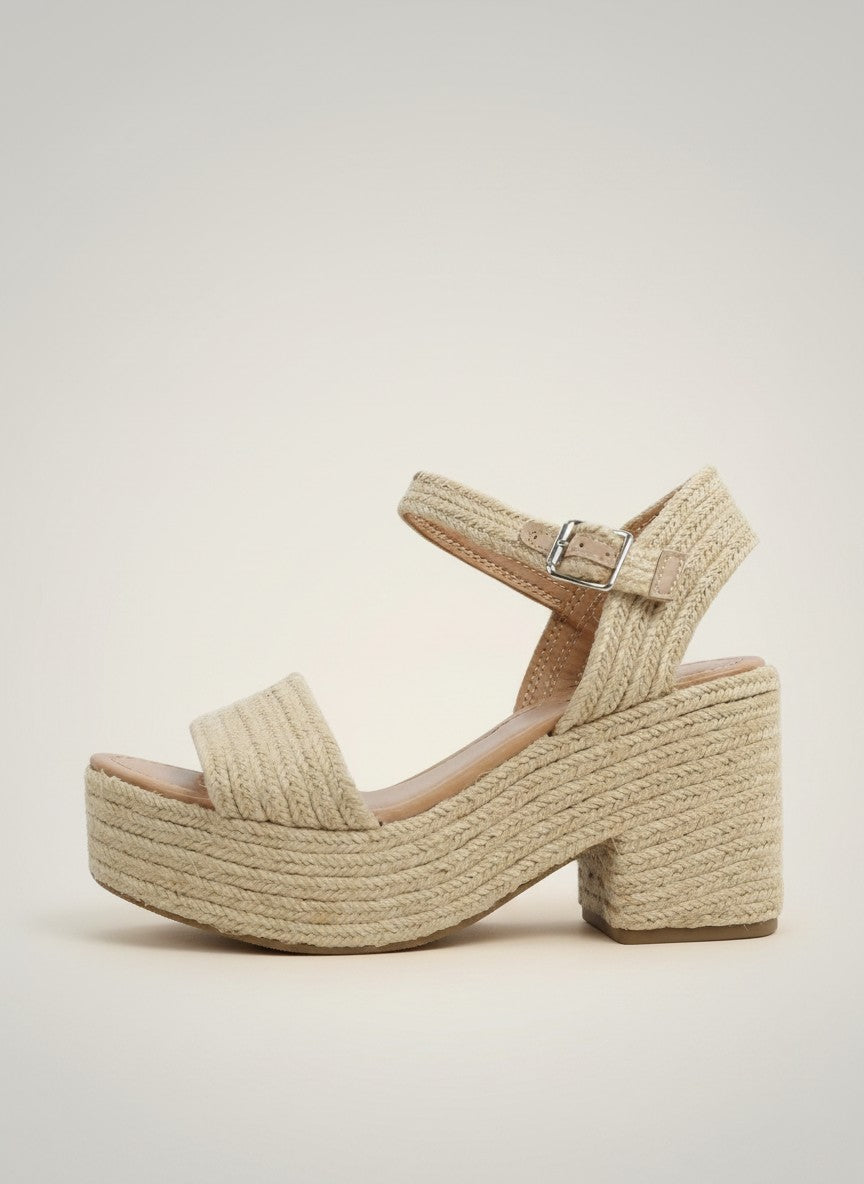 Fashion Mes Women's Jute Platform Wedge Sandal — Open Toe Ankle Strap Boho Summer