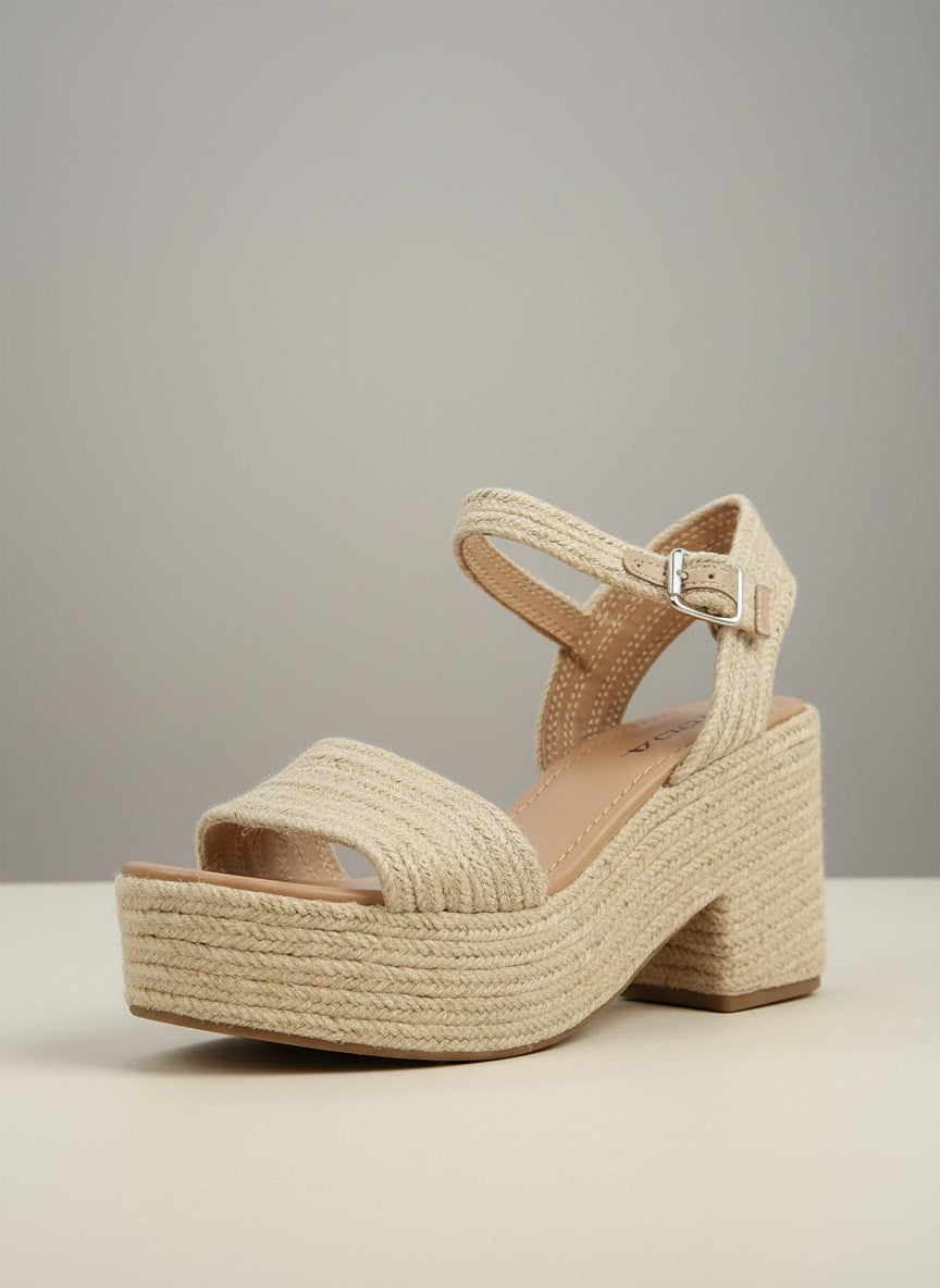 Fashion Mes Women's Jute Platform Wedge Sandal — Open Toe Ankle Strap Boho Summer