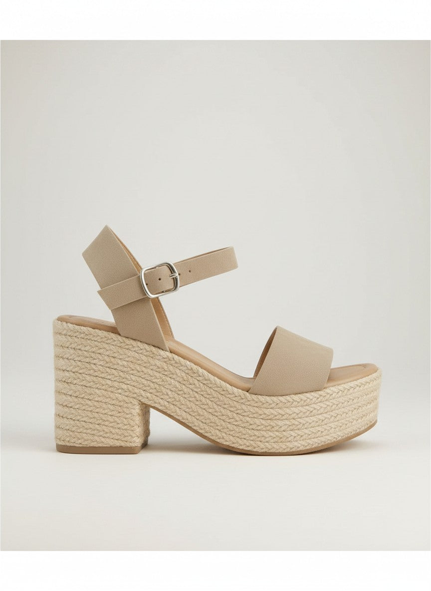 Fashion Mes Women's Jute Platform Wedge Sandal — Open Toe Ankle Strap Boho Summer