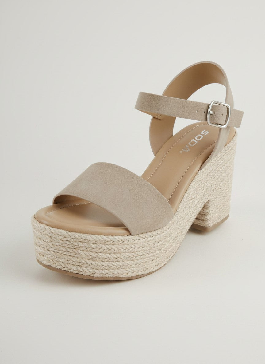 Fashion Mes Women's Jute Platform Wedge Sandal — Open Toe Ankle Strap Boho Summer