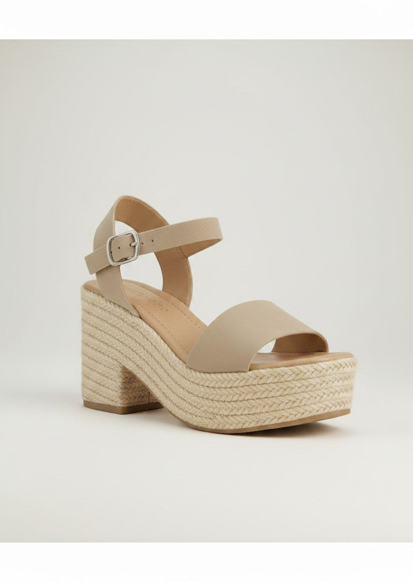 Fashion Mes Women's Jute Platform Wedge Sandal — Open Toe Ankle Strap Boho Summer