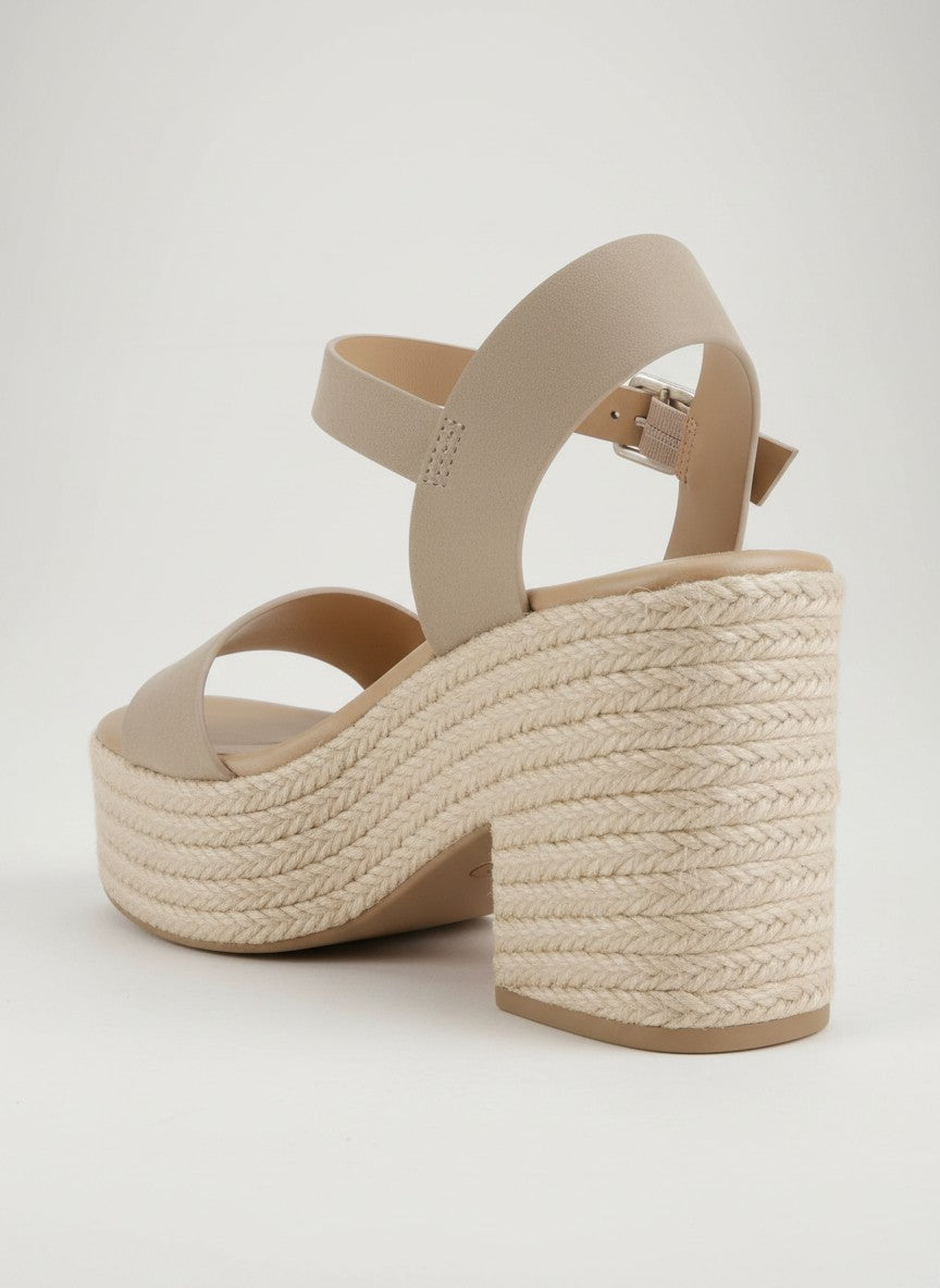 Fashion Mes Women's Jute Platform Wedge Sandal — Open Toe Ankle Strap Boho Summer