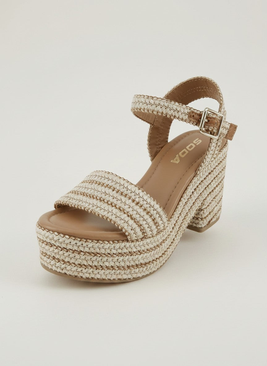 Fashion Mes Women's Jute Platform Wedge Sandal — Open Toe Ankle Strap Boho Summer