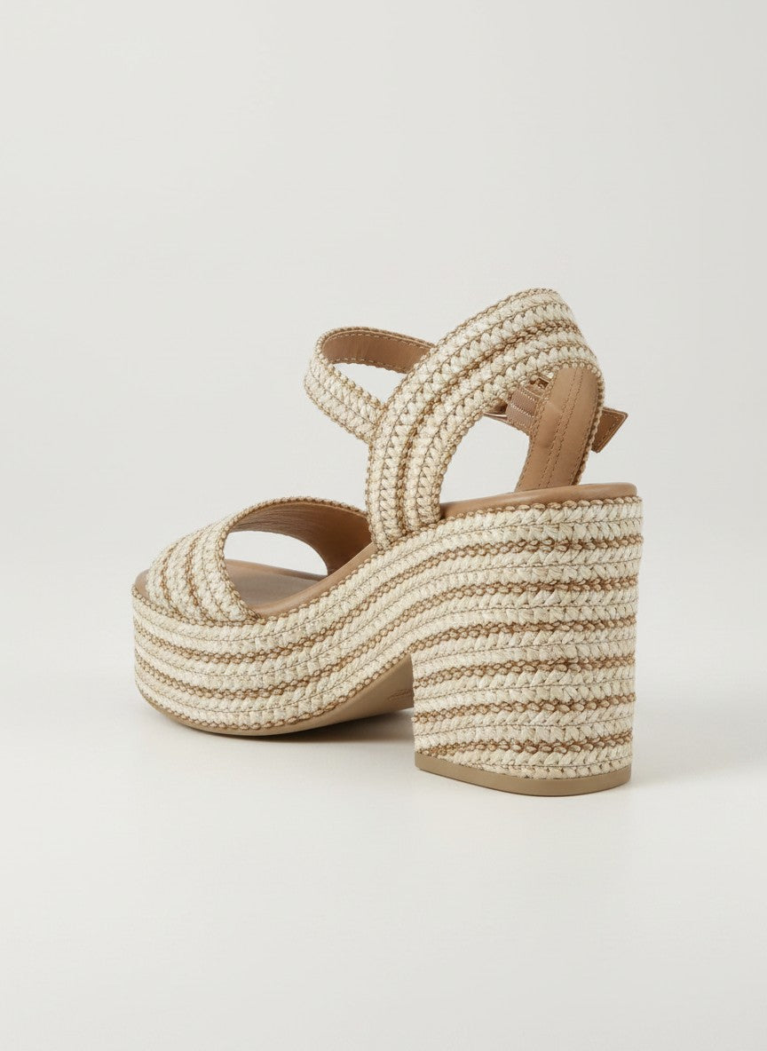 Fashion Mes Women's Jute Platform Wedge Sandal — Open Toe Ankle Strap Boho Summer