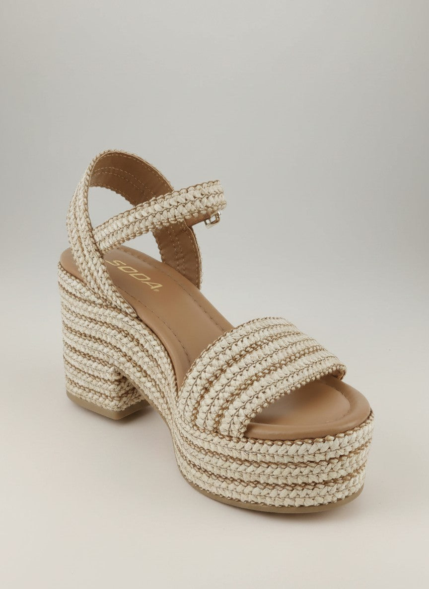 Fashion Mes Women's Jute Platform Wedge Sandal — Open Toe Ankle Strap Boho Summer