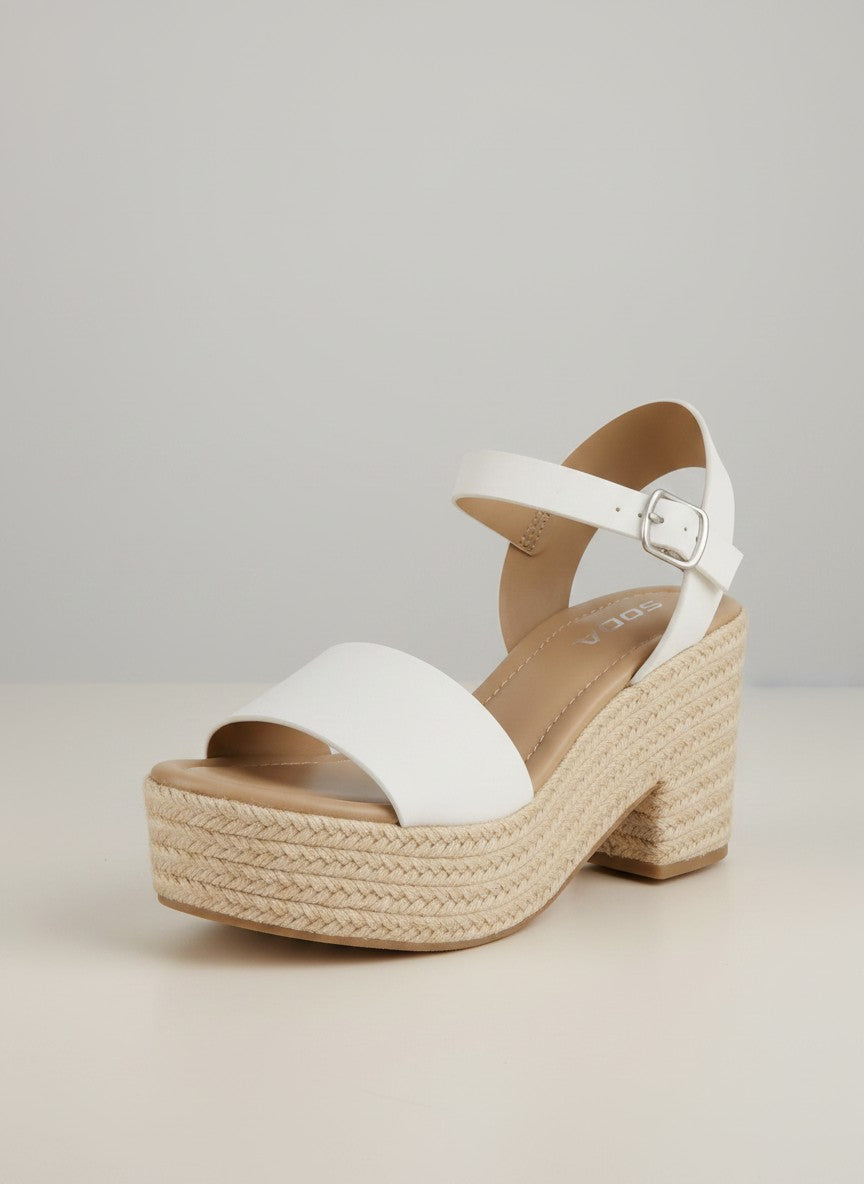 Fashion Mes Women's Jute Platform Wedge Sandal — Open Toe Ankle Strap Boho Summer