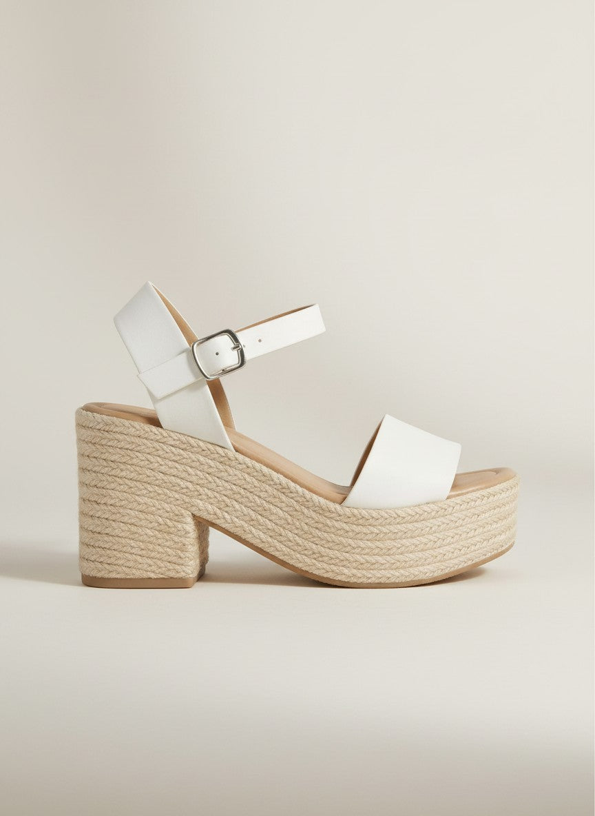 Fashion Mes Women's Jute Platform Wedge Sandal — Open Toe Ankle Strap Boho Summer