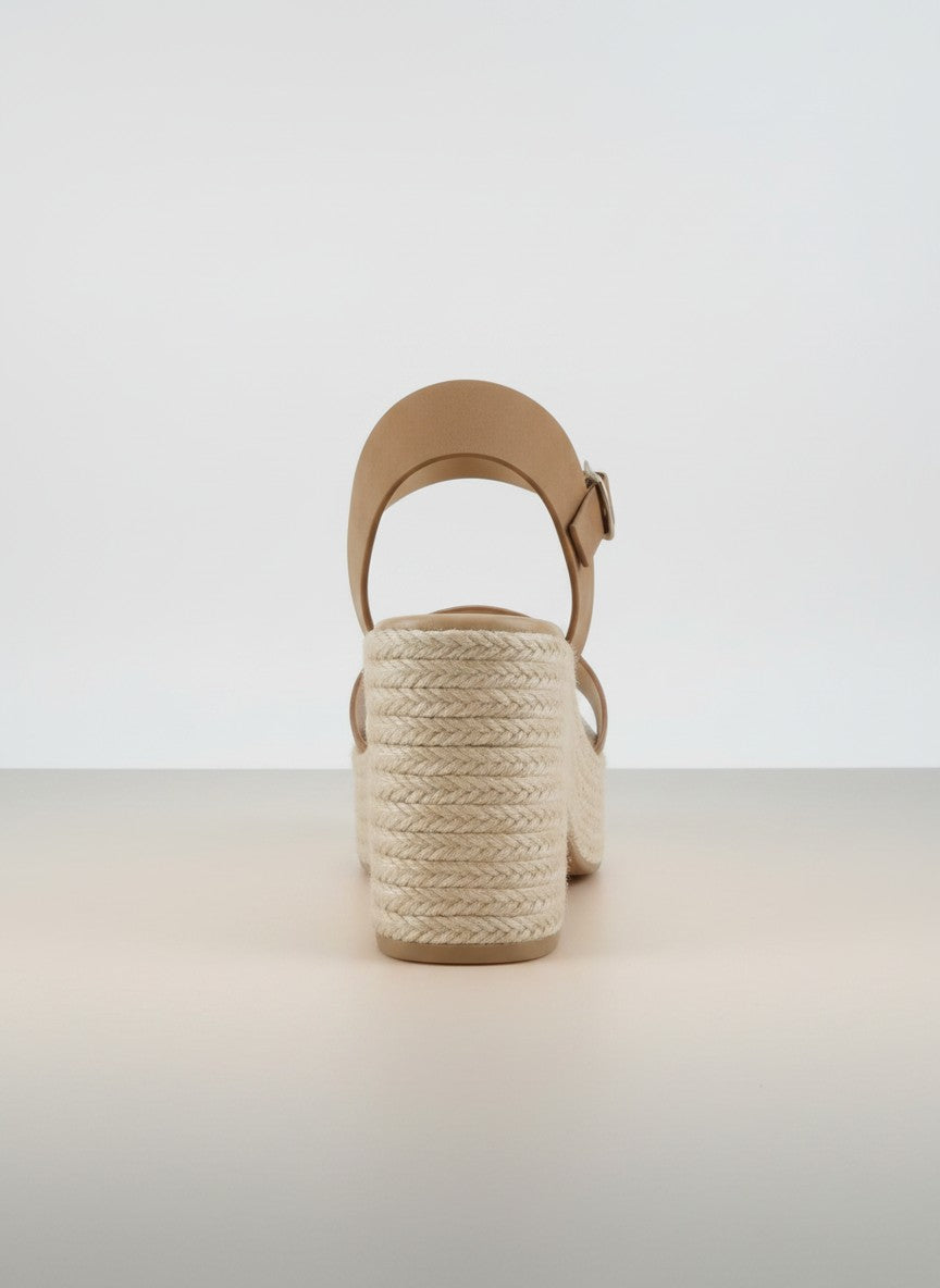 Fashion Mes Women's Jute Platform Wedge Sandal — Open Toe Ankle Strap Boho Summer