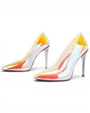 Fashion Mes Women's Lucite Clear Heel Pump — Pointed Toe Transparent 3.75 Inch Stiletto