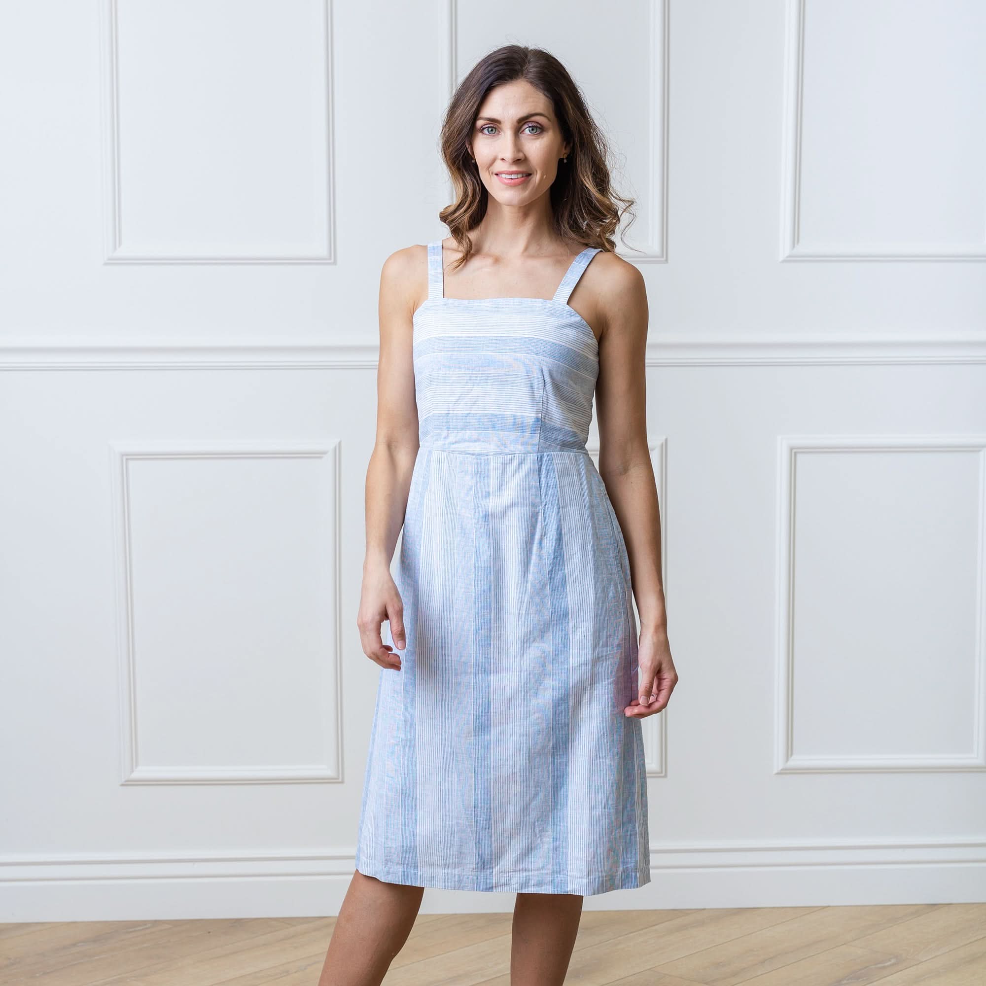 Linen Sheath Midi Dress