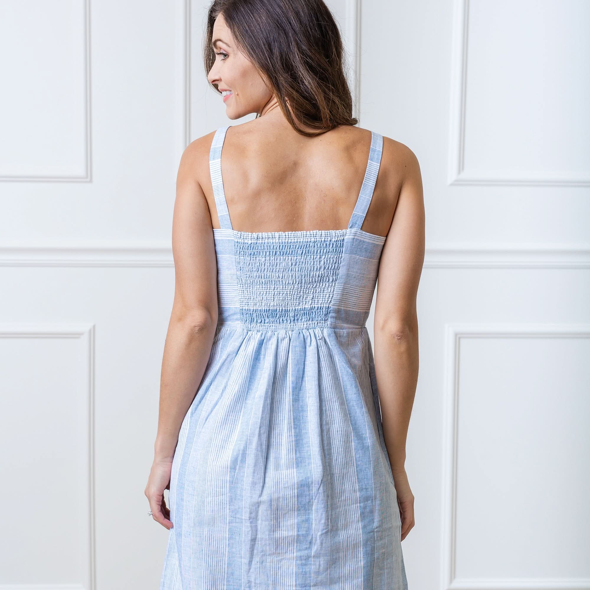 Linen Sheath Midi Dress