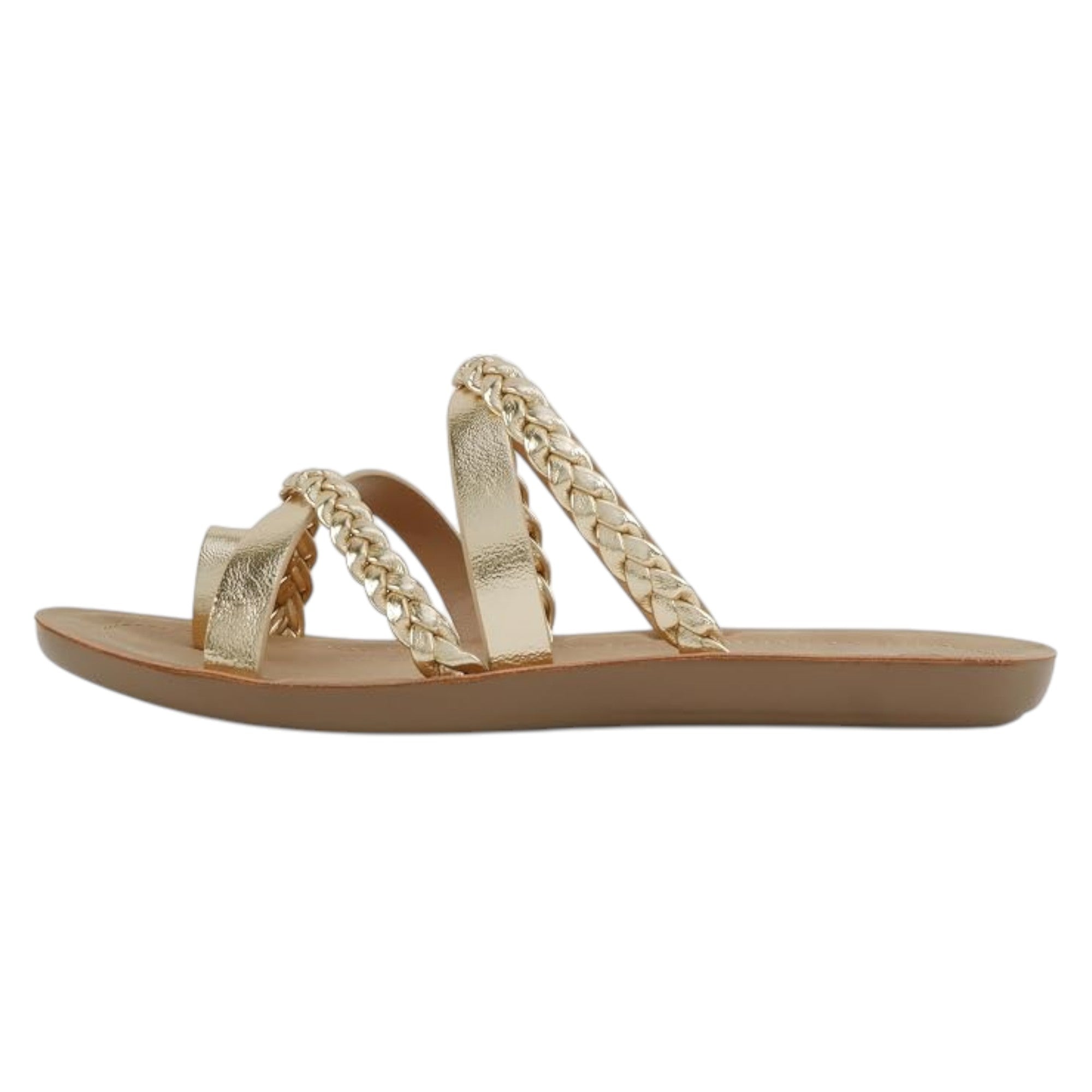 Soda Women Fashion Comfortable Slip On Flat Cross bands Toe Ring Fashion Sandals