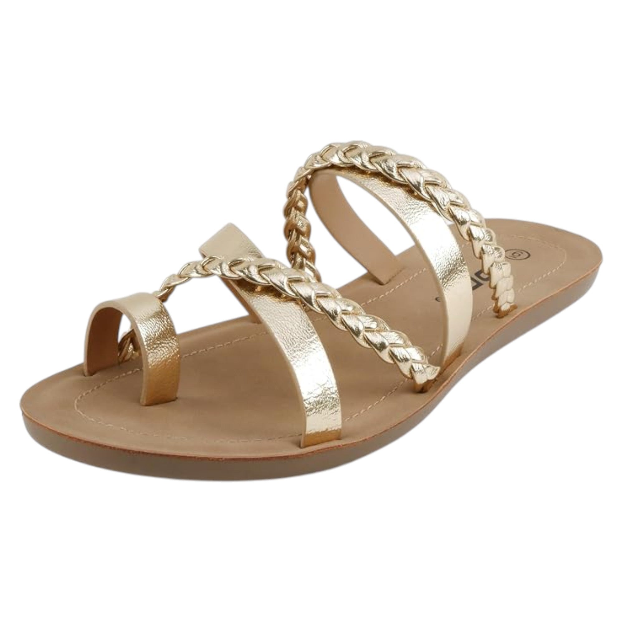 Soda Women Fashion Comfortable Slip On Flat Cross bands Toe Ring Fashion Sandals