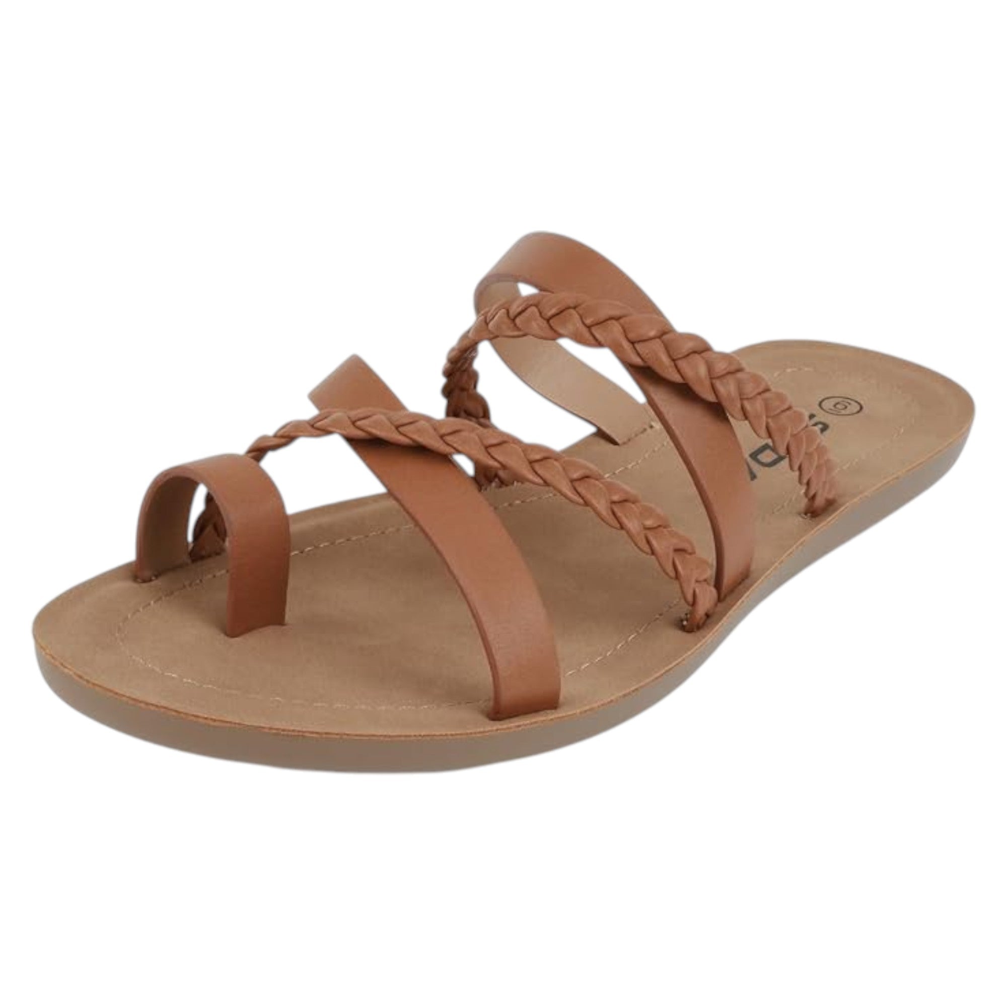 Soda Women Fashion Comfortable Slip On Flat Cross bands Toe Ring Fashion Sandals