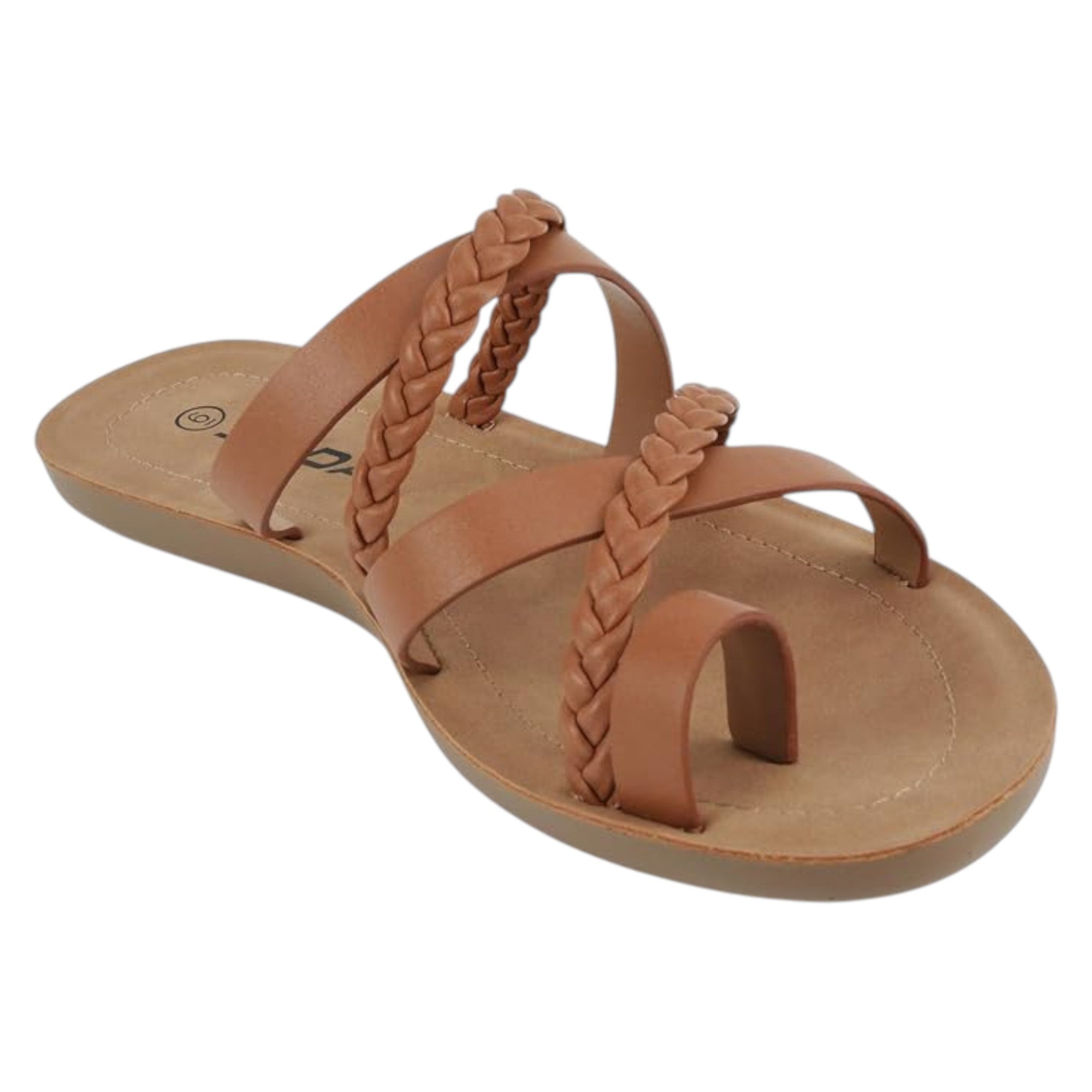 Soda Women Fashion Comfortable Slip On Flat Cross bands Toe Ring Fashion Sandals