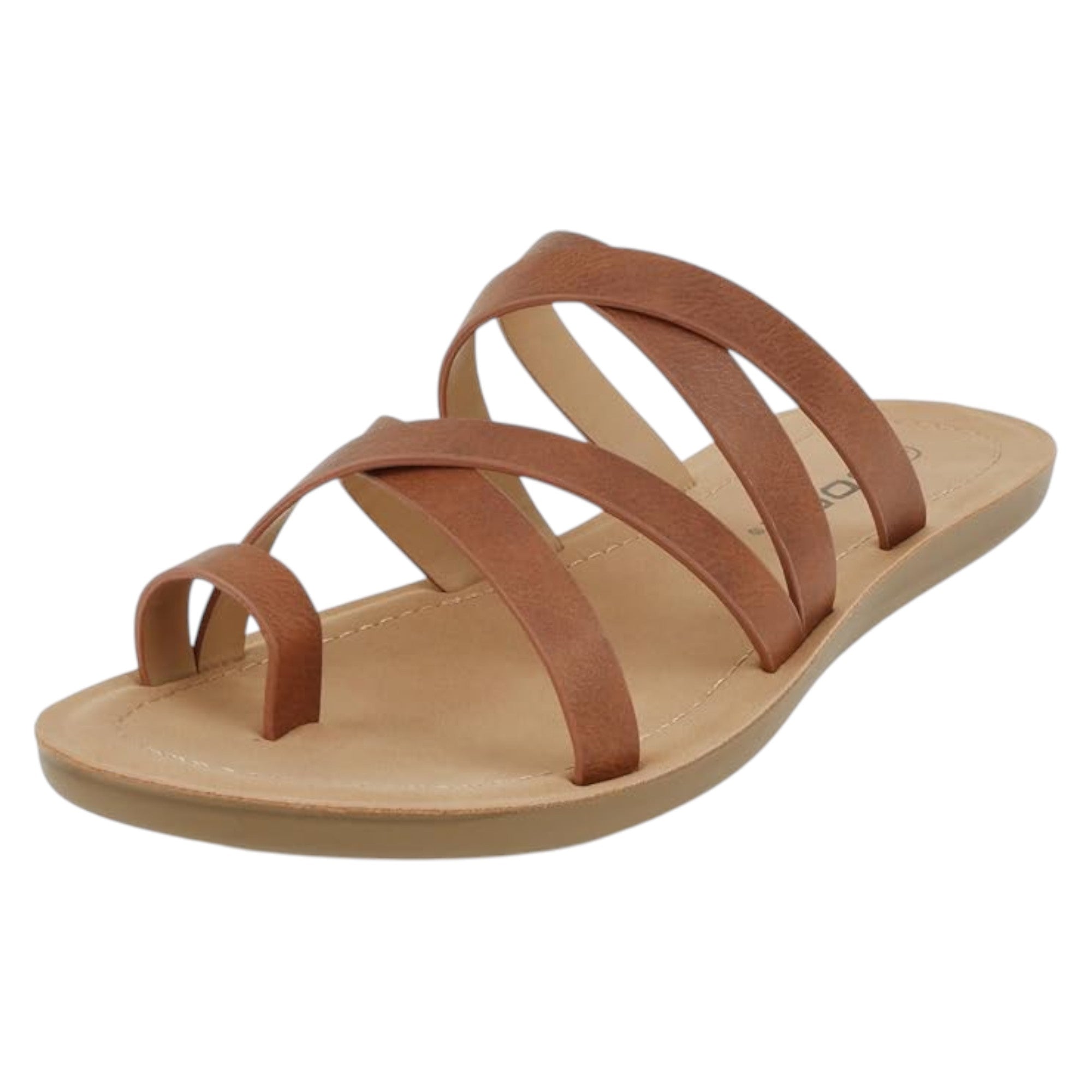 Soda Women Fashion Comfortable Slip On Flat Cross bands Toe Ring Fashion Sandals
