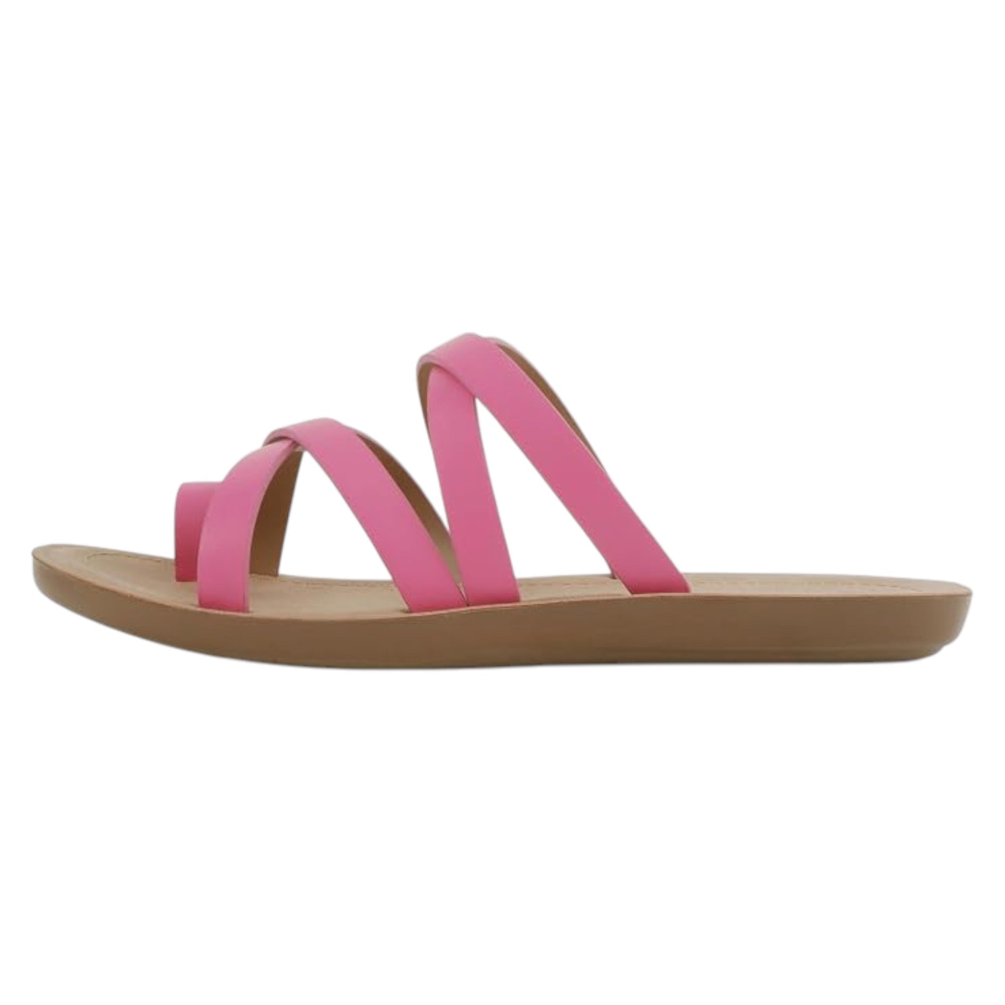 Soda Women Fashion Comfortable Slip On Flat Cross bands Toe Ring Fashion Sandals