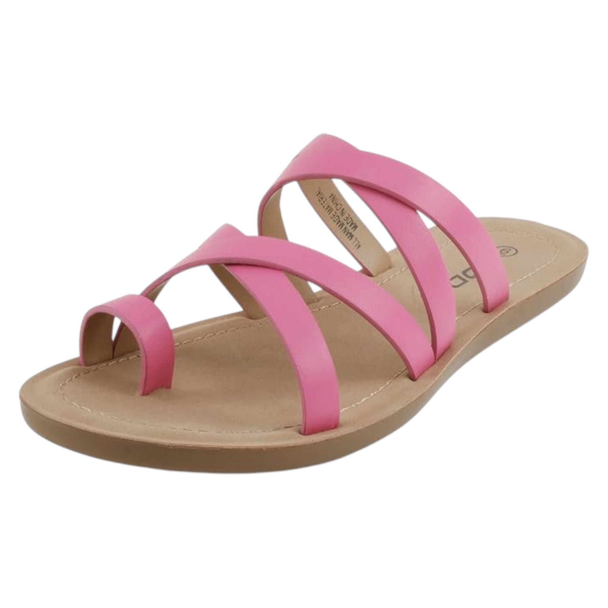 Soda Women Fashion Comfortable Slip On Flat Cross bands Toe Ring Fashion Sandals