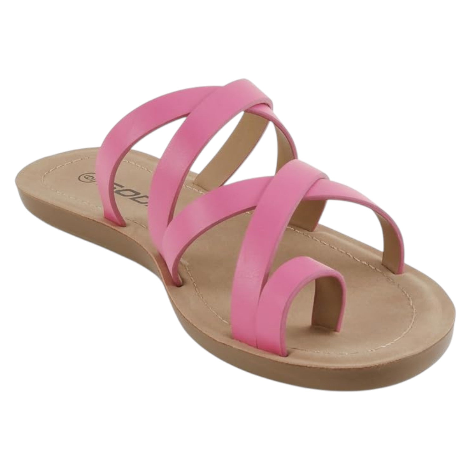 Soda Women Fashion Comfortable Slip On Flat Cross bands Toe Ring Fashion Sandals