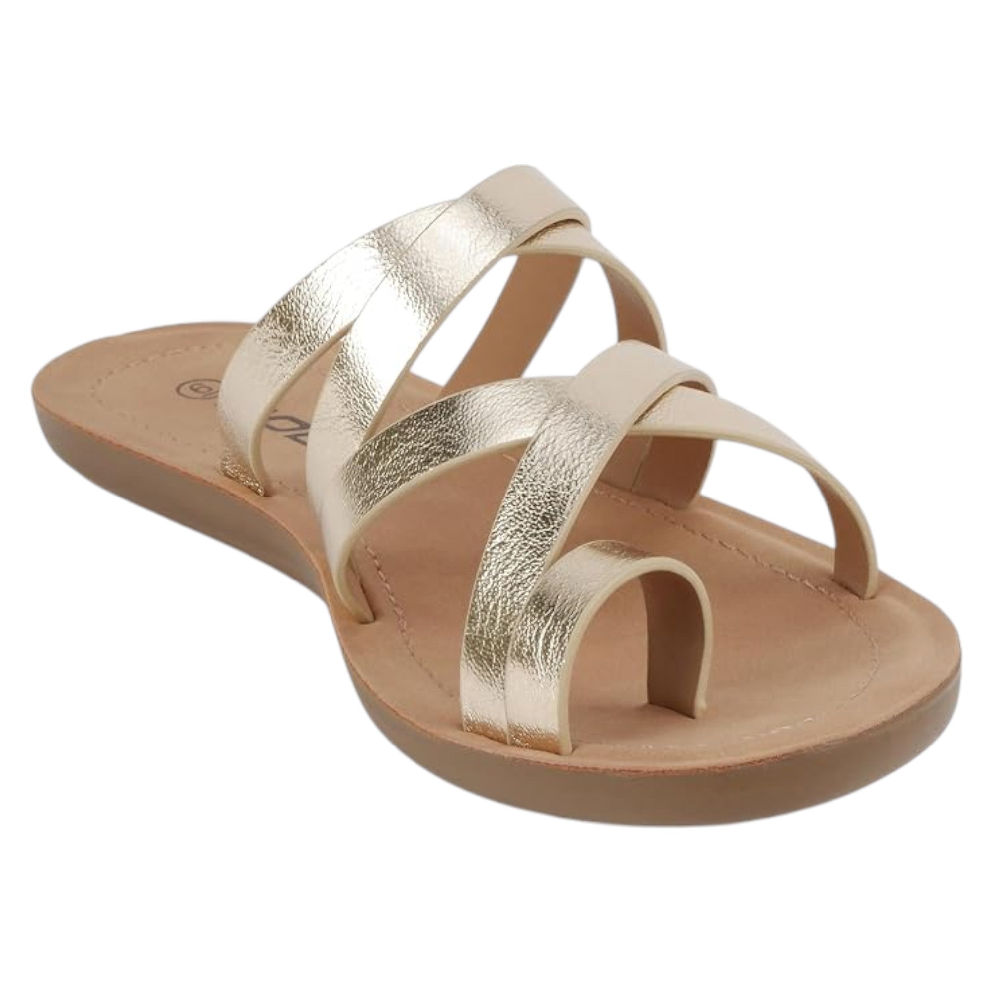Soda Women Fashion Comfortable Slip On Flat Cross bands Toe Ring Fashion Sandals