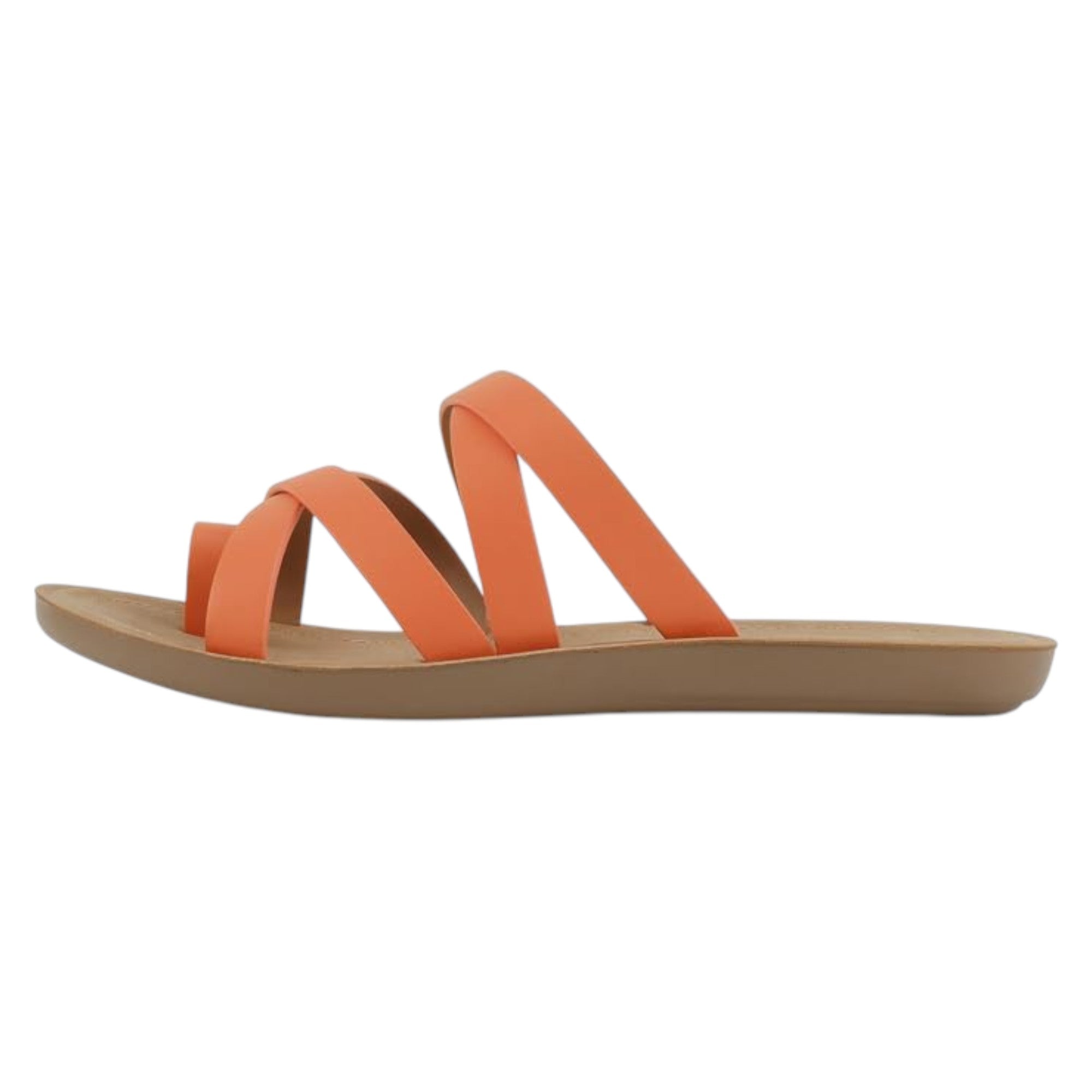 Soda Women Fashion Comfortable Slip On Flat Cross bands Toe Ring Fashion Sandals